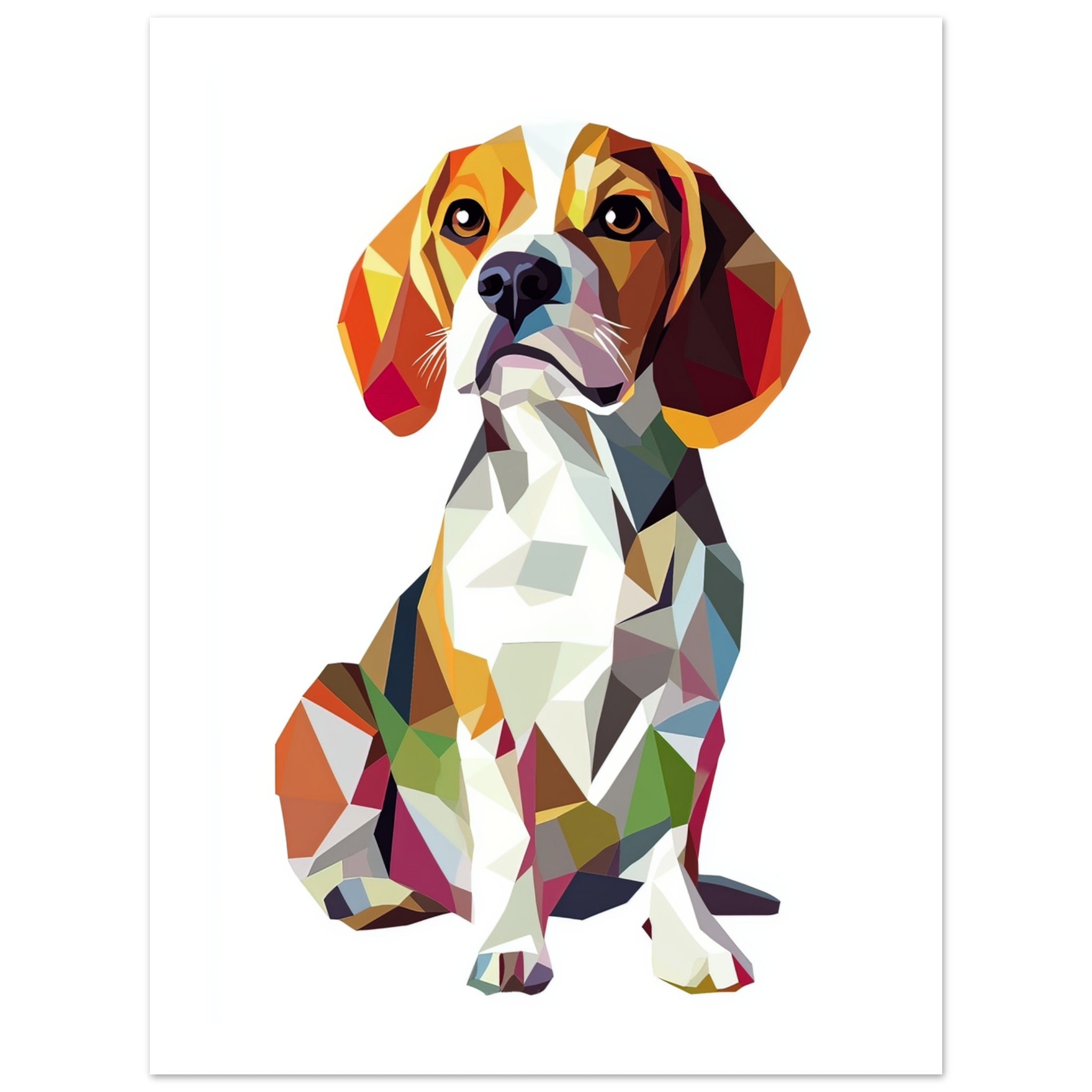 Beagle Dog Illustrated with Colorful Triangles