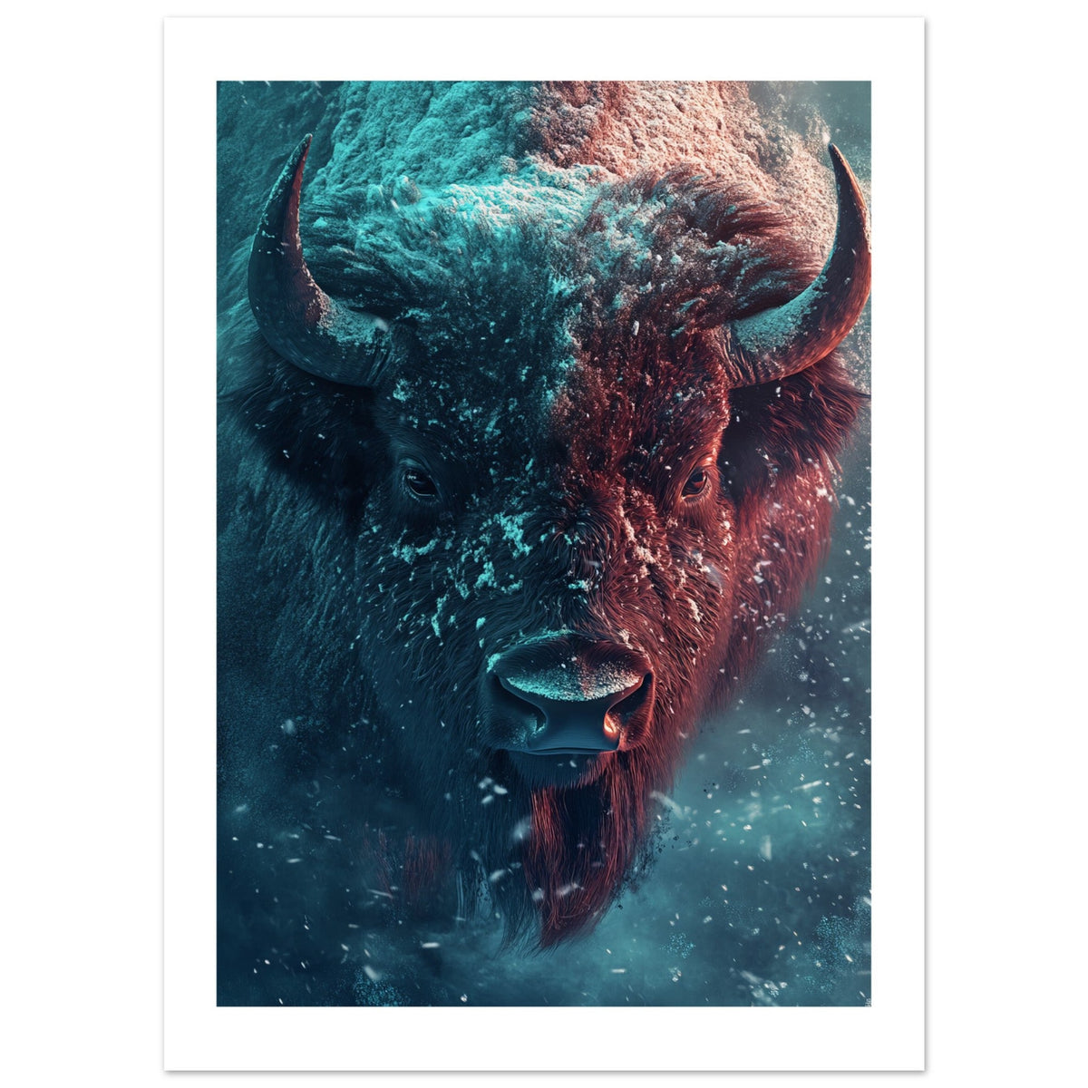 Bison portrait in a snowstorm 1