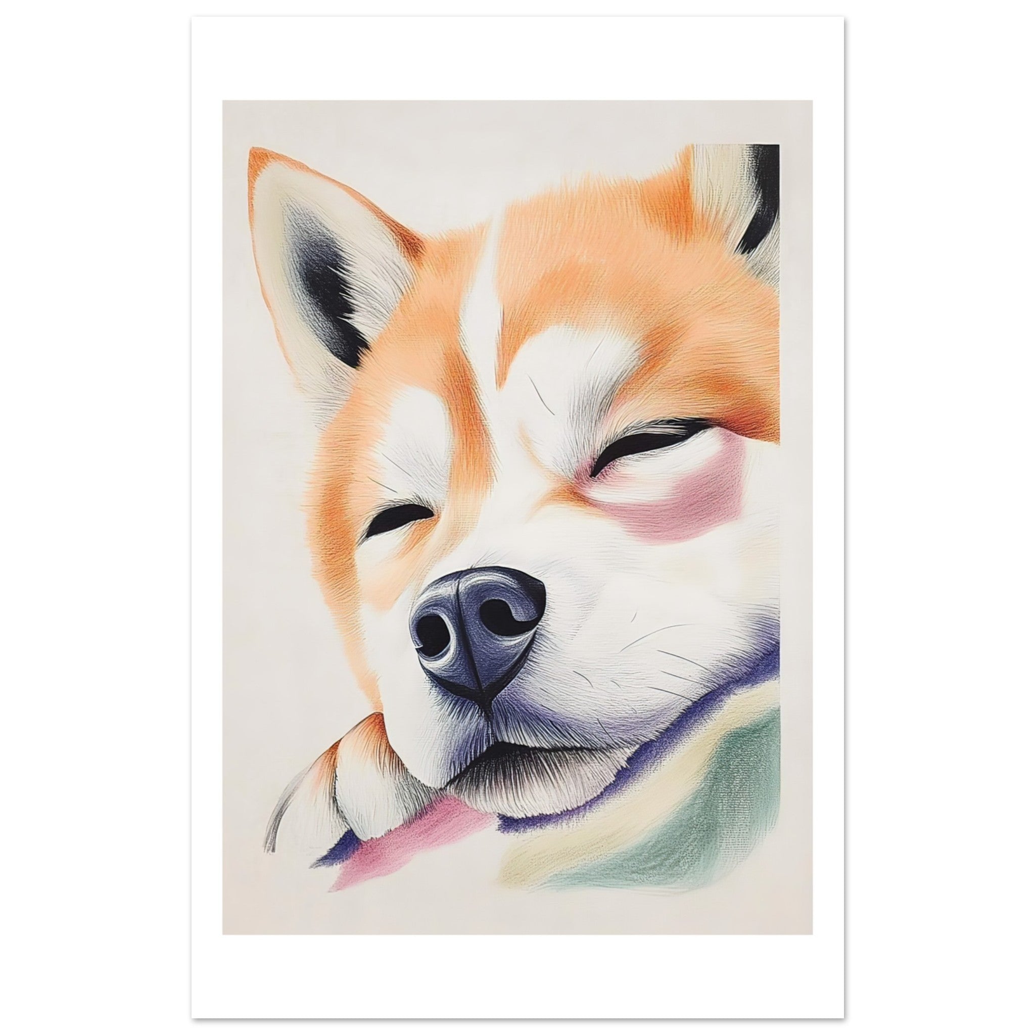 Akita Dog Relaxing Pastel Colored 2
