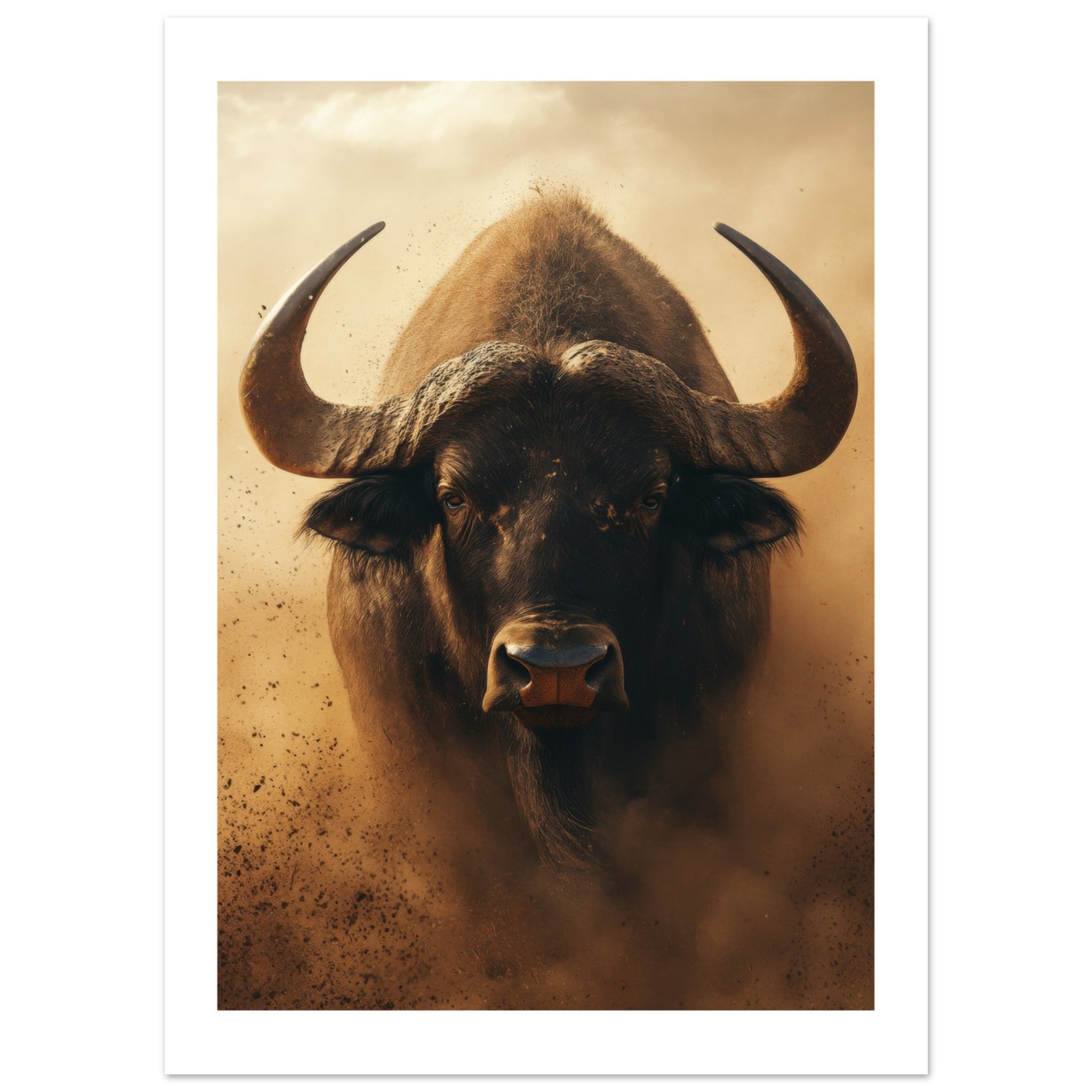 Buffalo portrait in a sandstorm