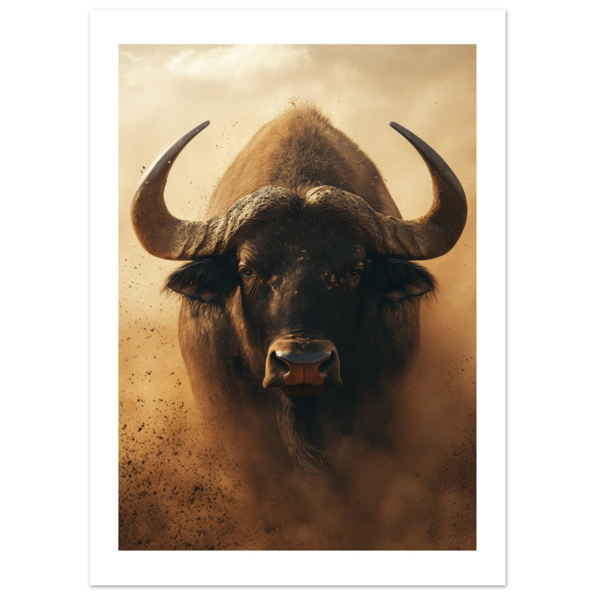 Buffalo portrait in a sandstorm
