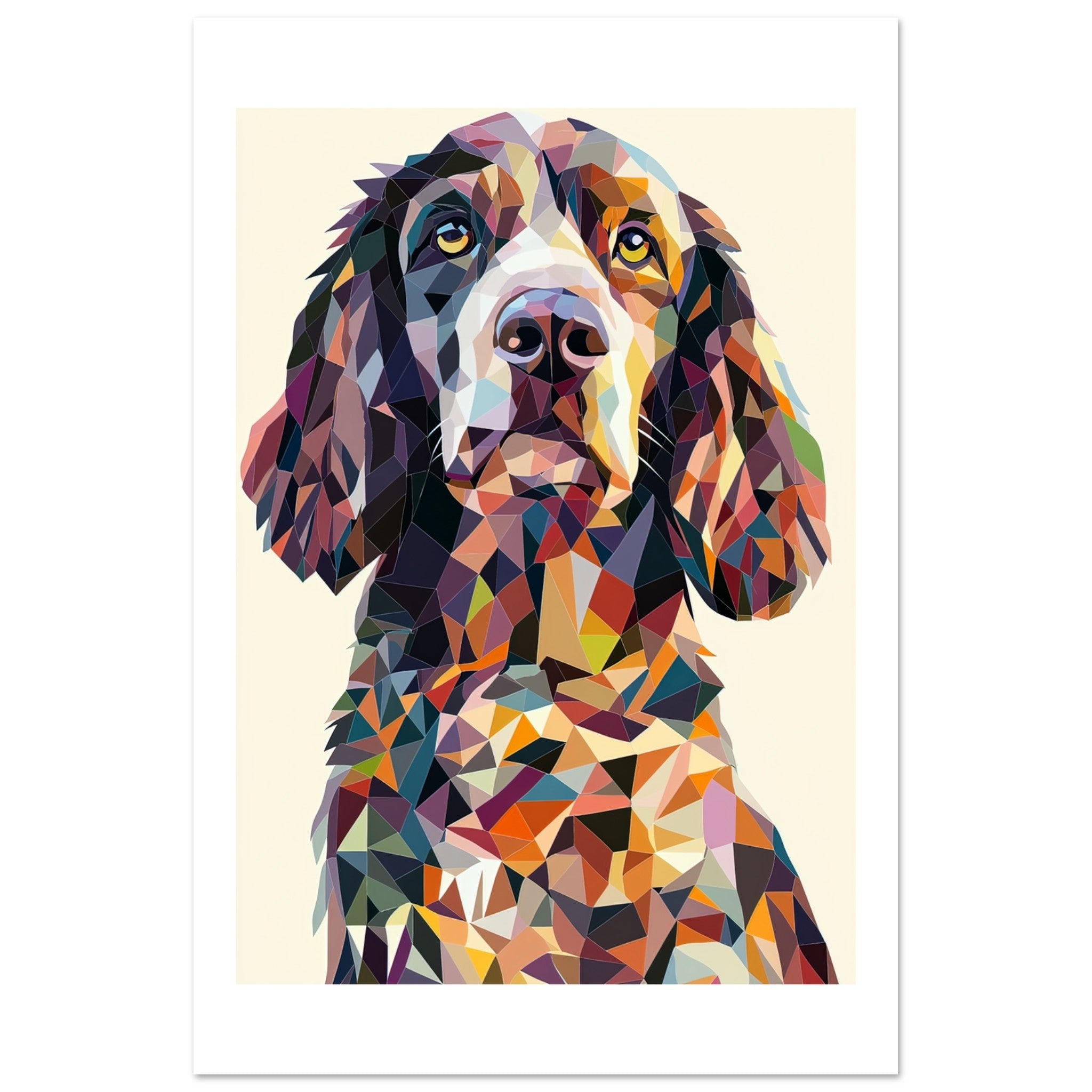 American Water Dog Illustrated with Colorful Triangles 1