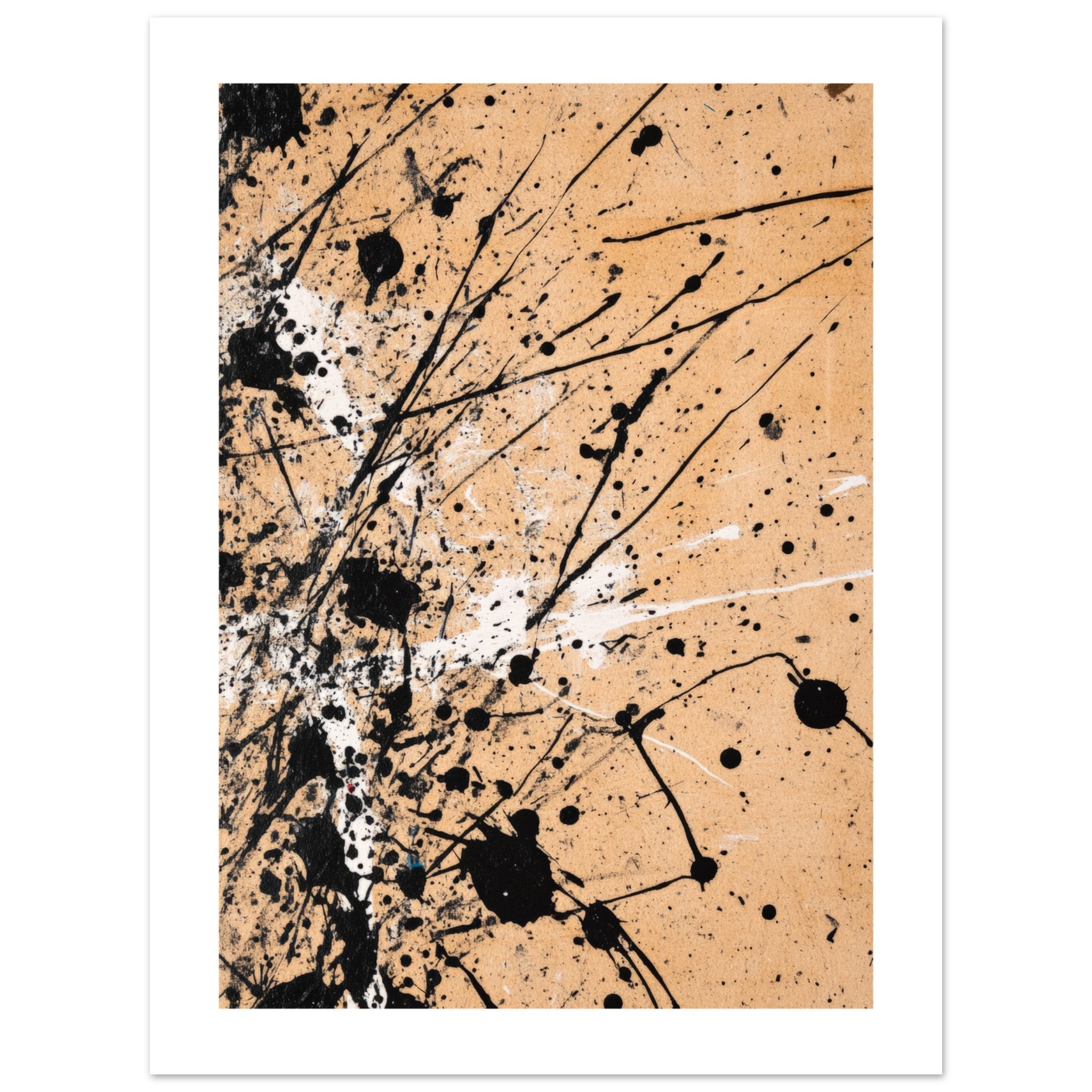 Black and white splashes on beige background 3