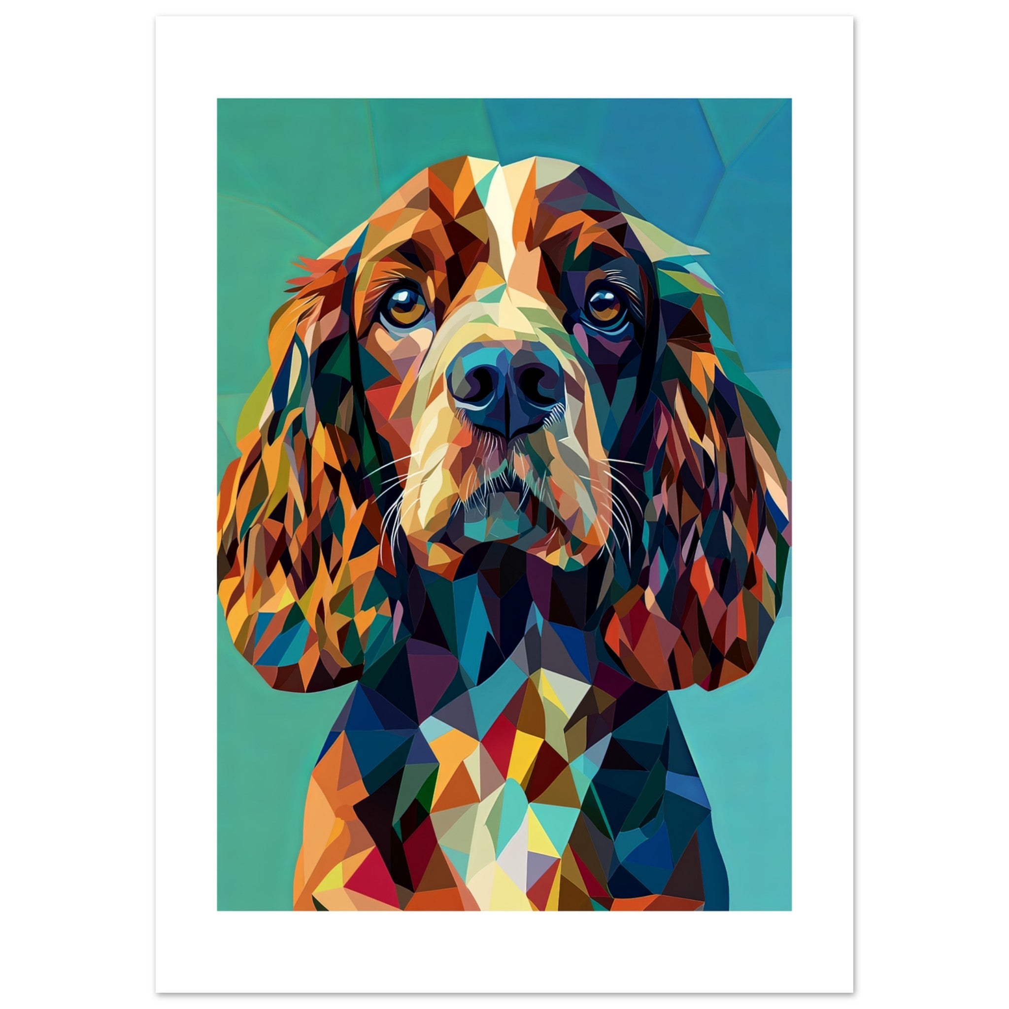 Boykin Spaniel Dog Illustrated with Colorful Triangles