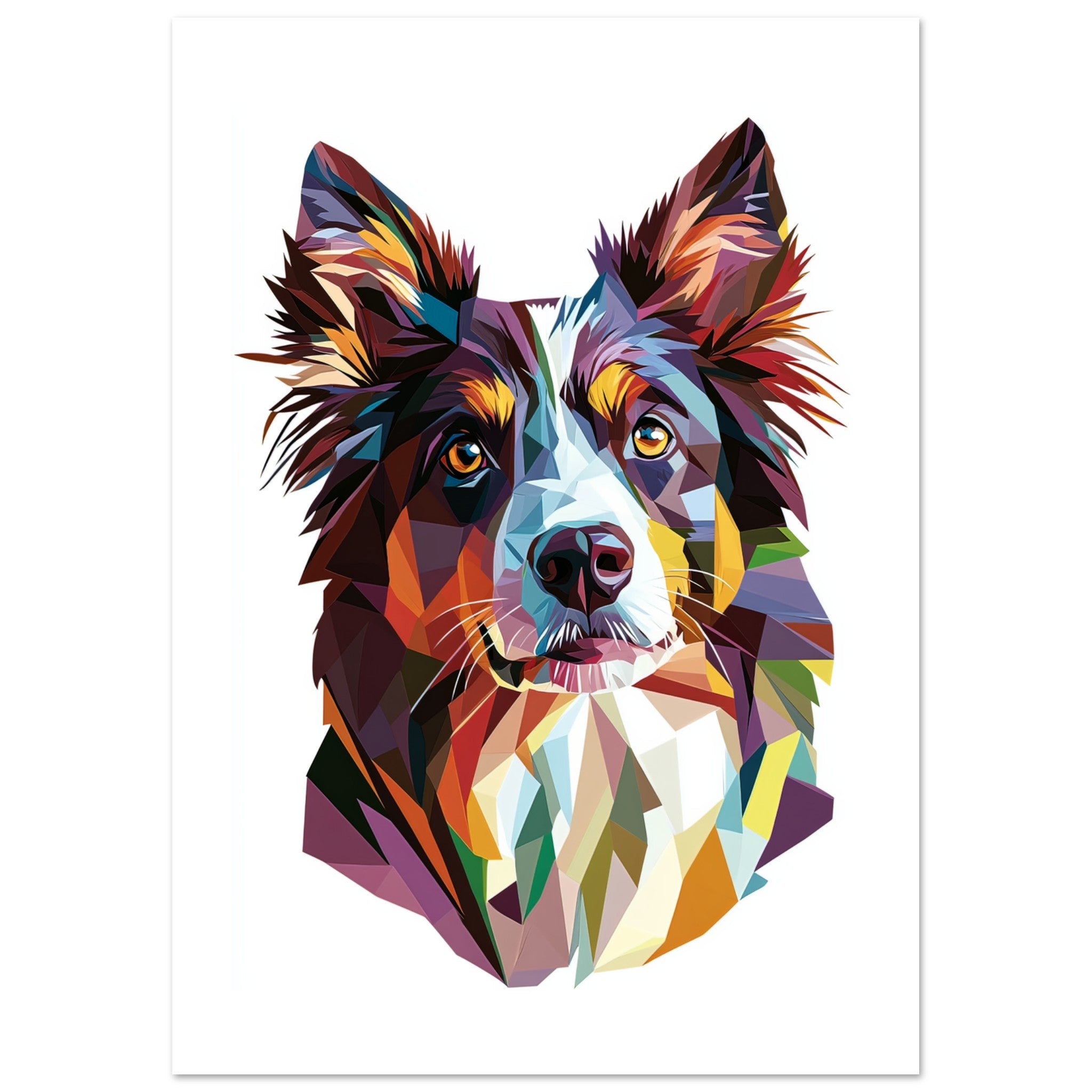 Border Collie Dog Illustrated with Colorful Triangles