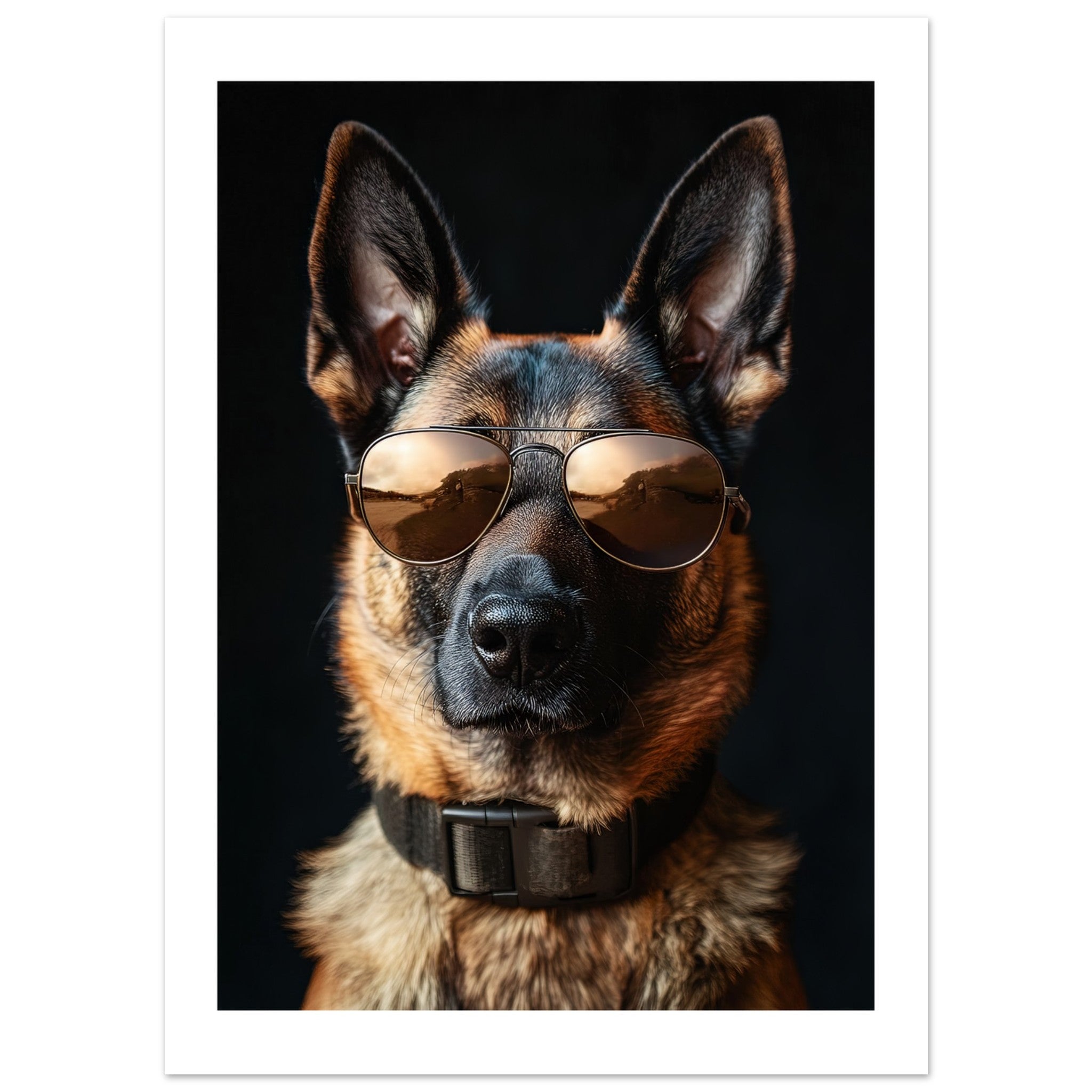 Belgian Malinois Dog Wearing Pilot Sunglasses 1