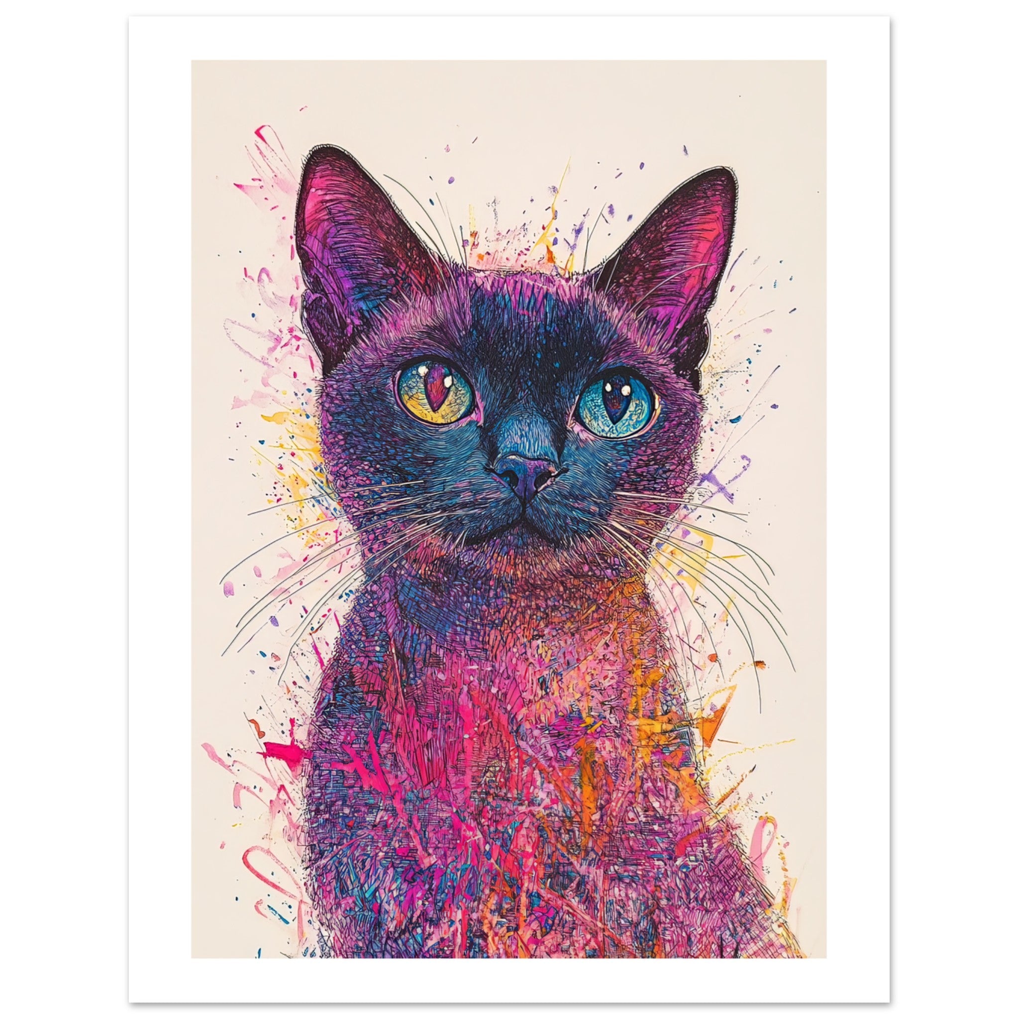 Burmese Cat Painted With Tone Pen