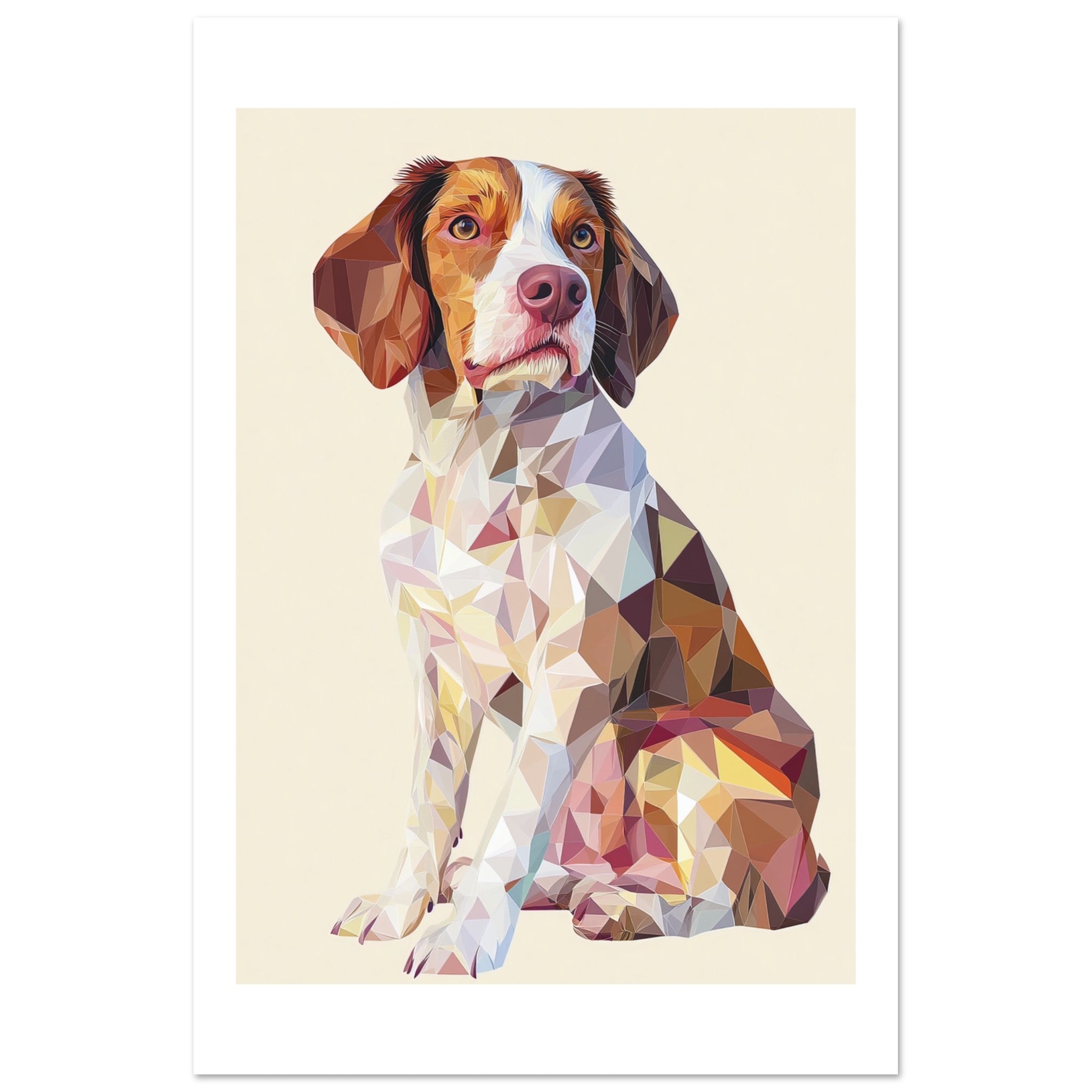 Brittany Spaniel Dog Illustrated with Colorful Triangles 2