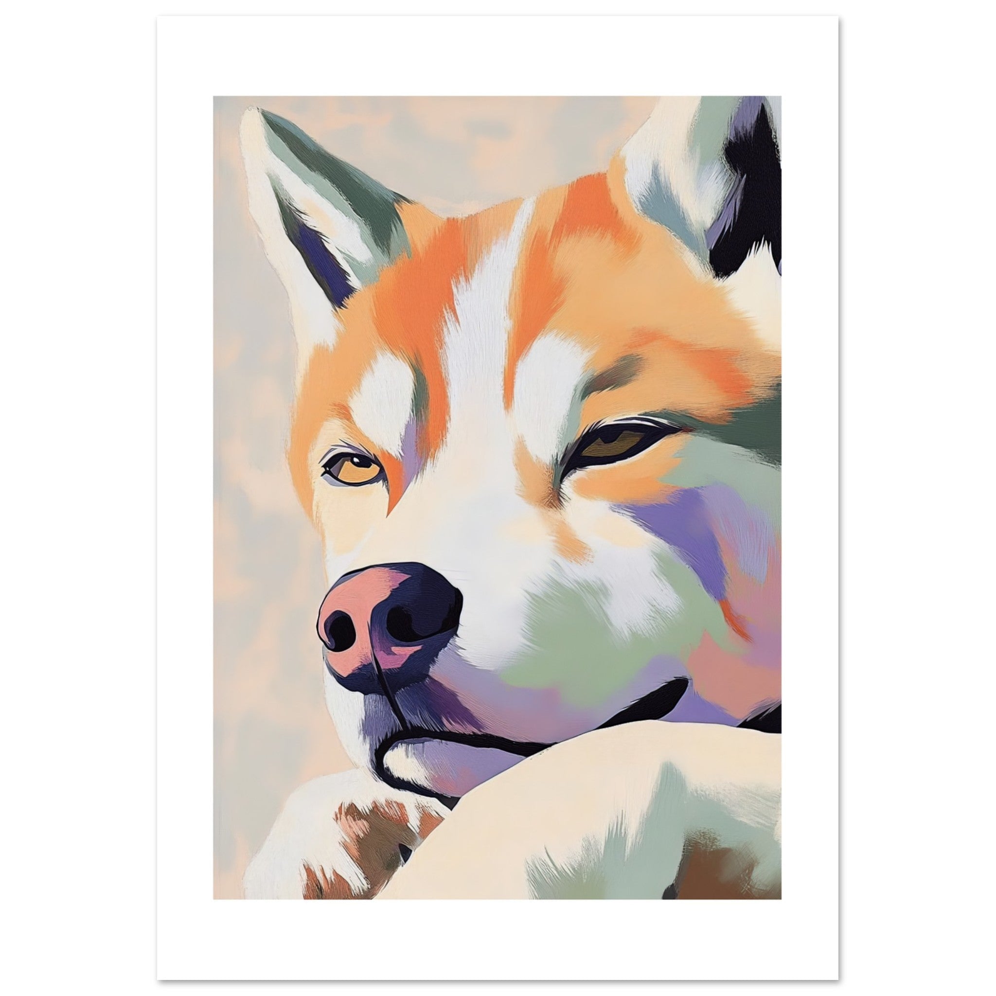 Akita Dog Relaxing Pastel Colored 1