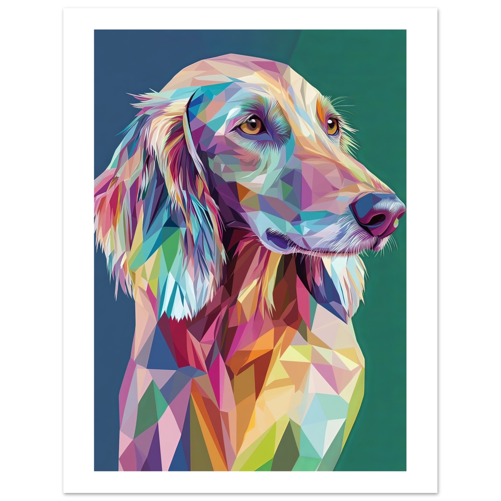 Afghan Hound Dog Illustrated with Colorful Triangles 1