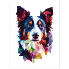 Border Collie Dog Illustrated with Colorful Triangles 2