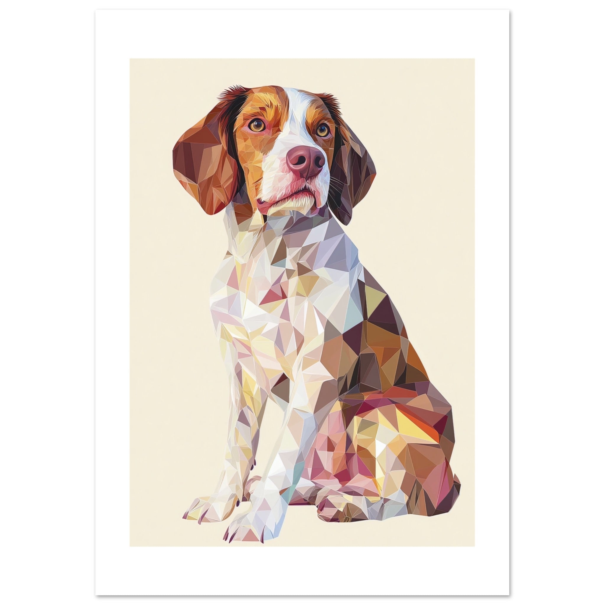 Brittany Spaniel Dog Illustrated with Colorful Triangles 2