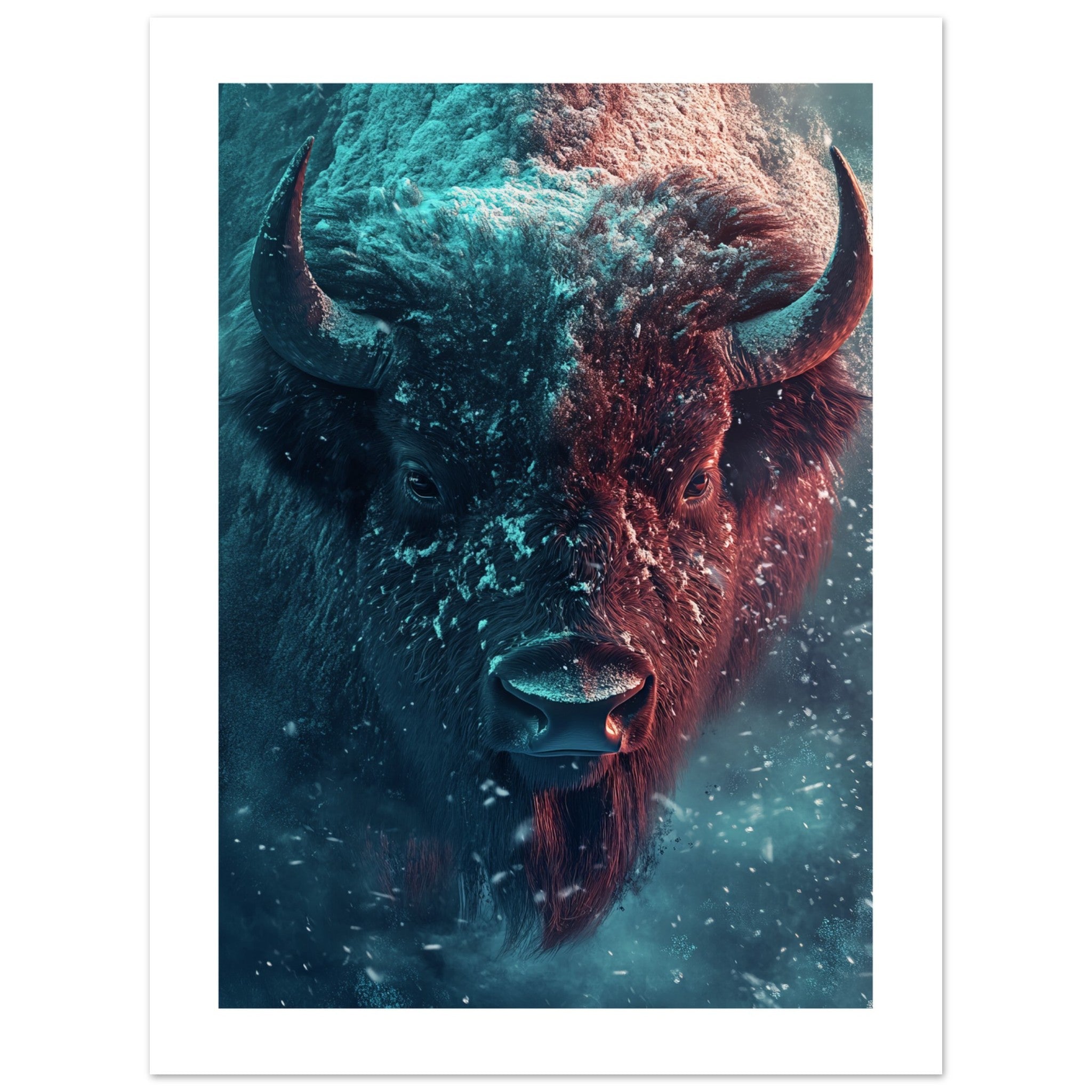 Bison portrait in a snowstorm 1