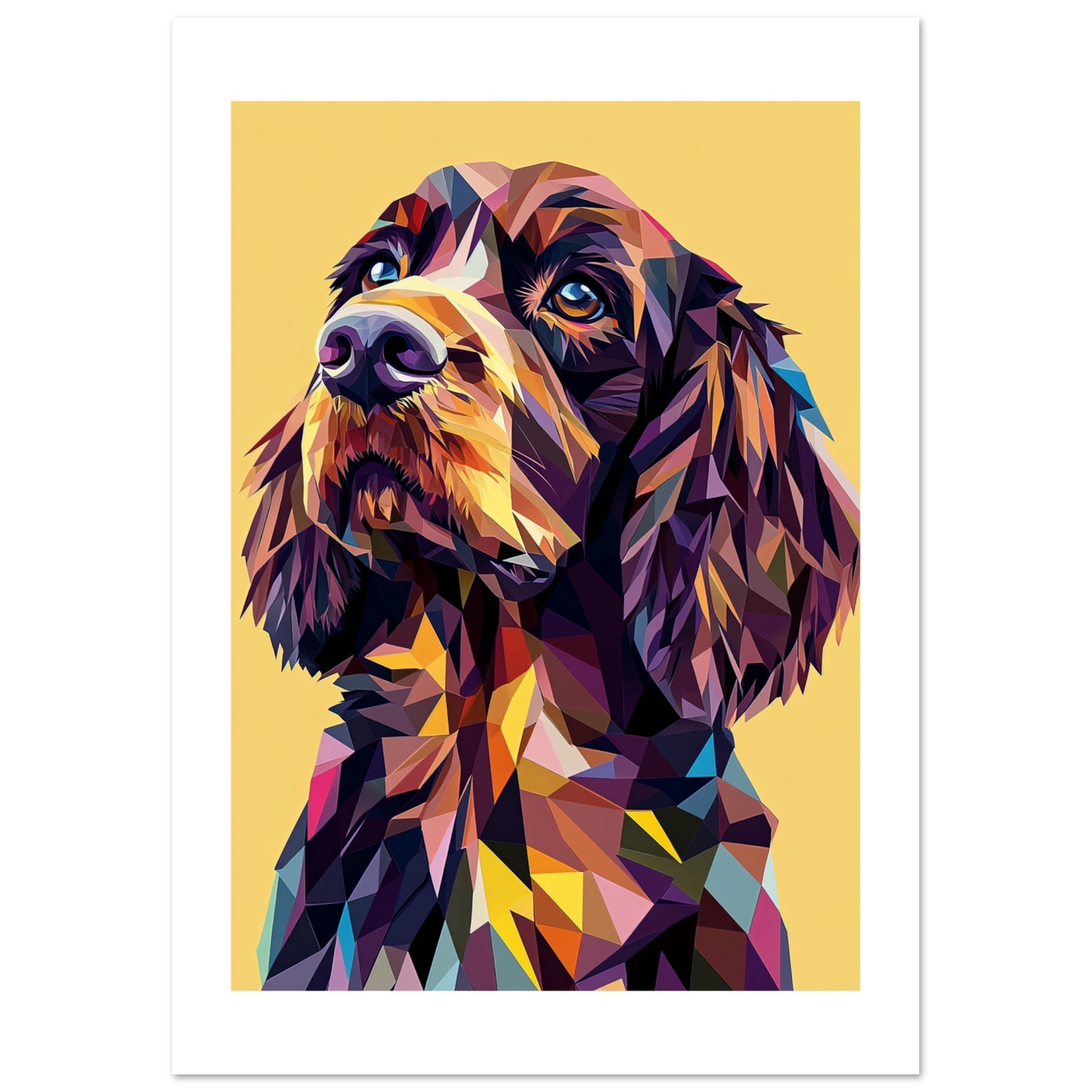 Boykin Spaniel Dog Illustrated with Colorful Triangles 3