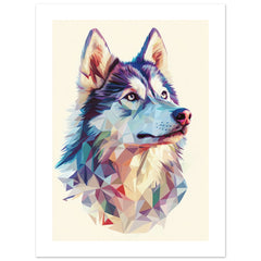 Alaskan Malamute Dog Illustrated with Colorful Triangles