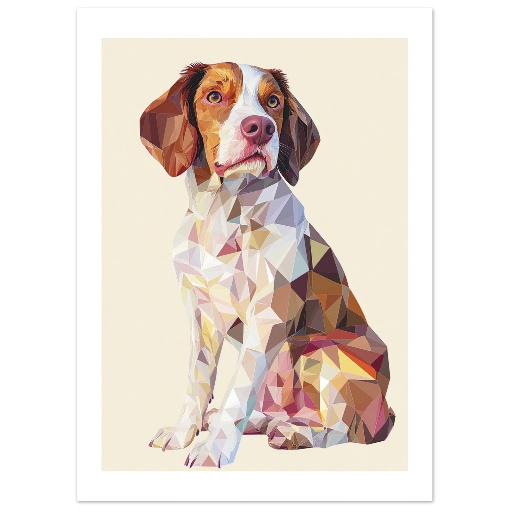 Brittany Spaniel Dog Illustrated with Colorful Triangles 2