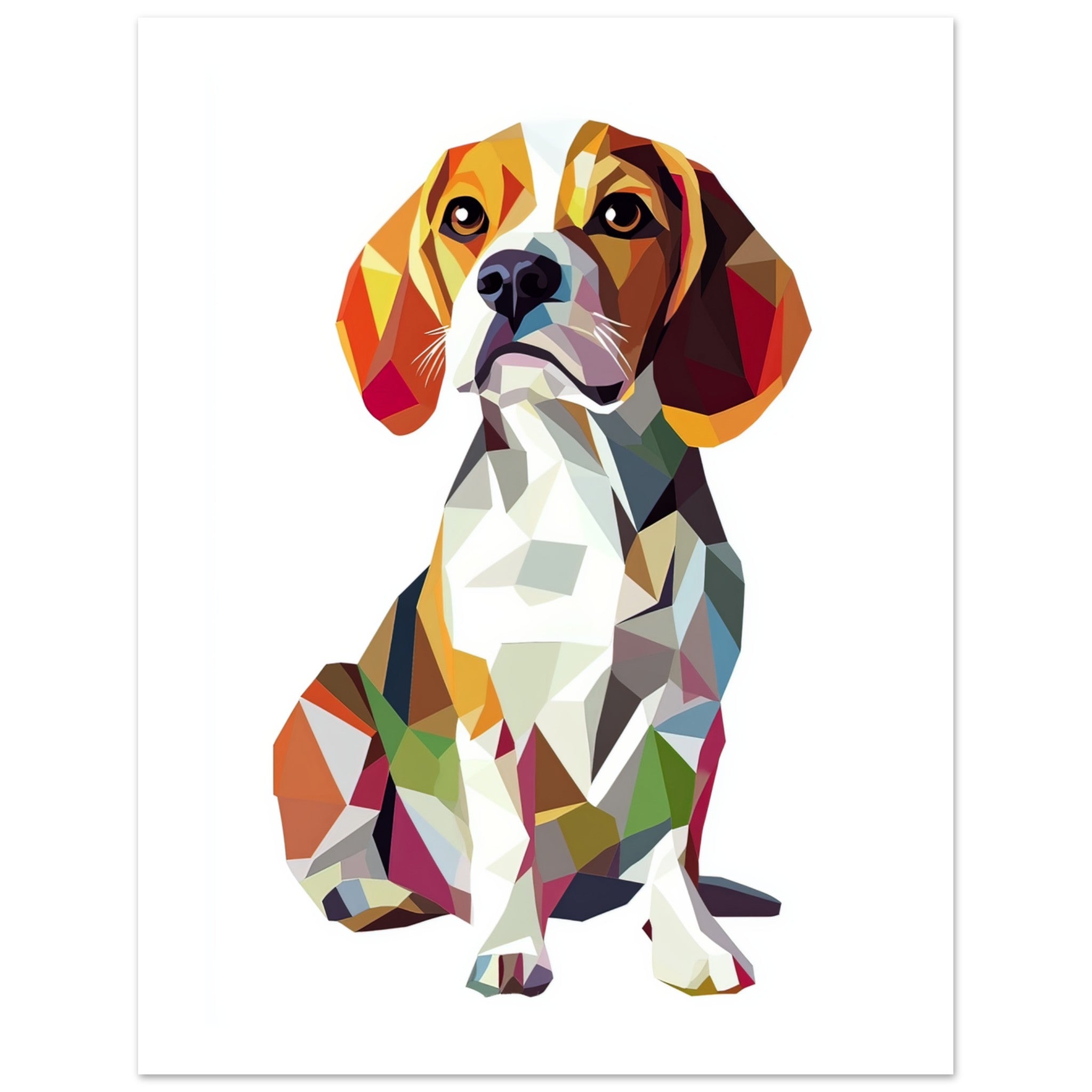 Beagle Dog Illustrated with Colorful Triangles