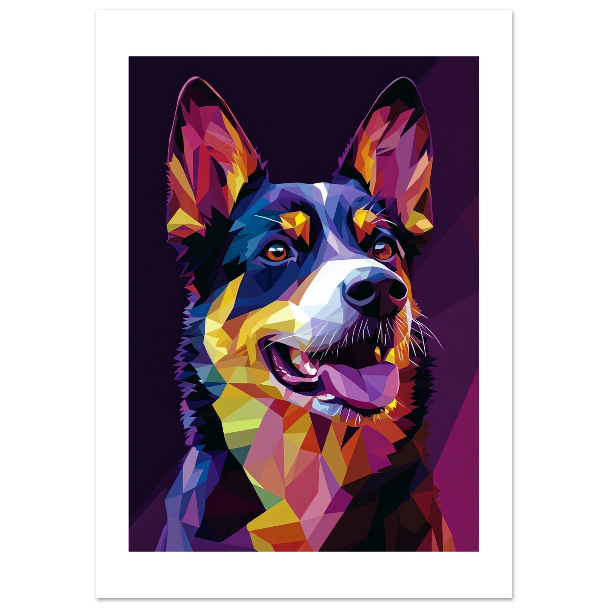 Australian Cattle Dog Illustrated with Colorful Triangles 2