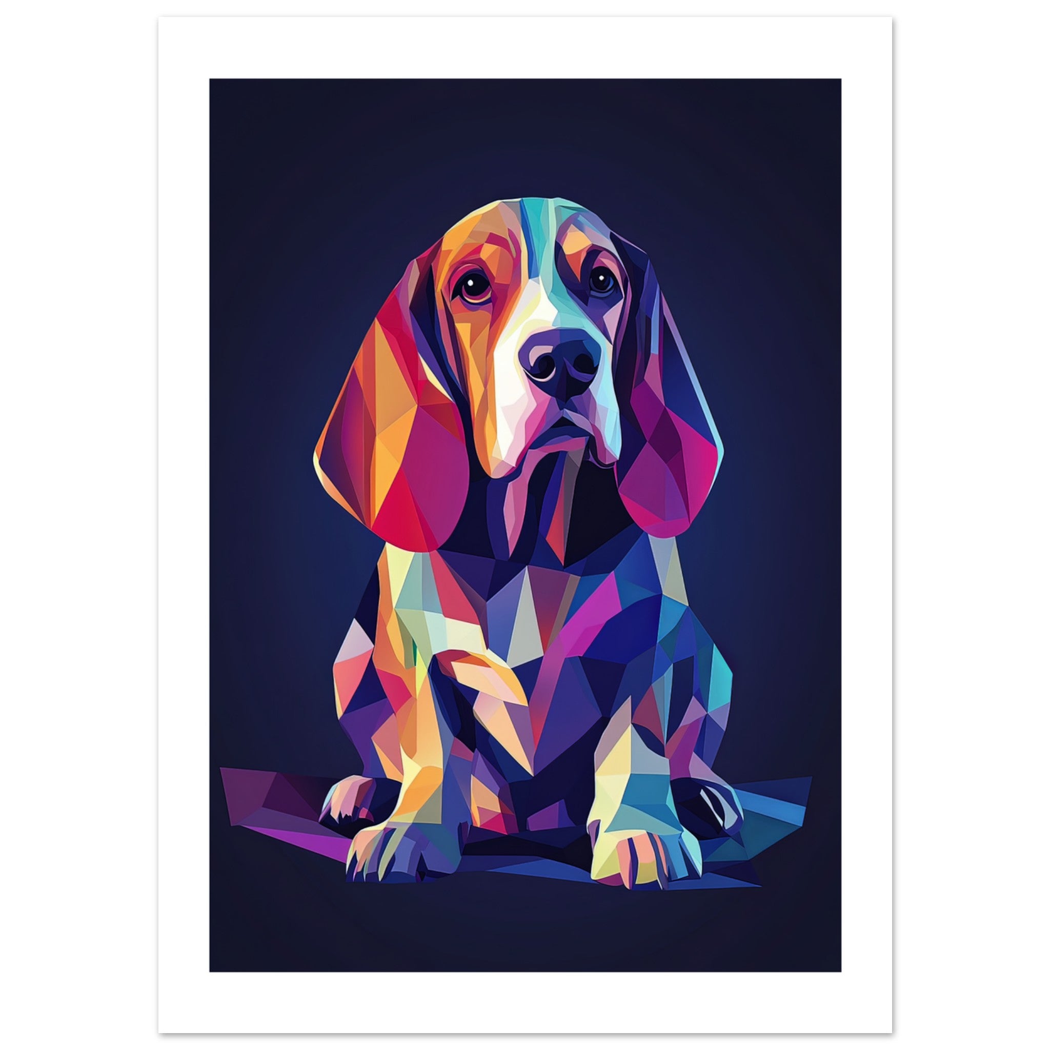 Basset Hound Dog Illustrated with Colorful Triangles 3