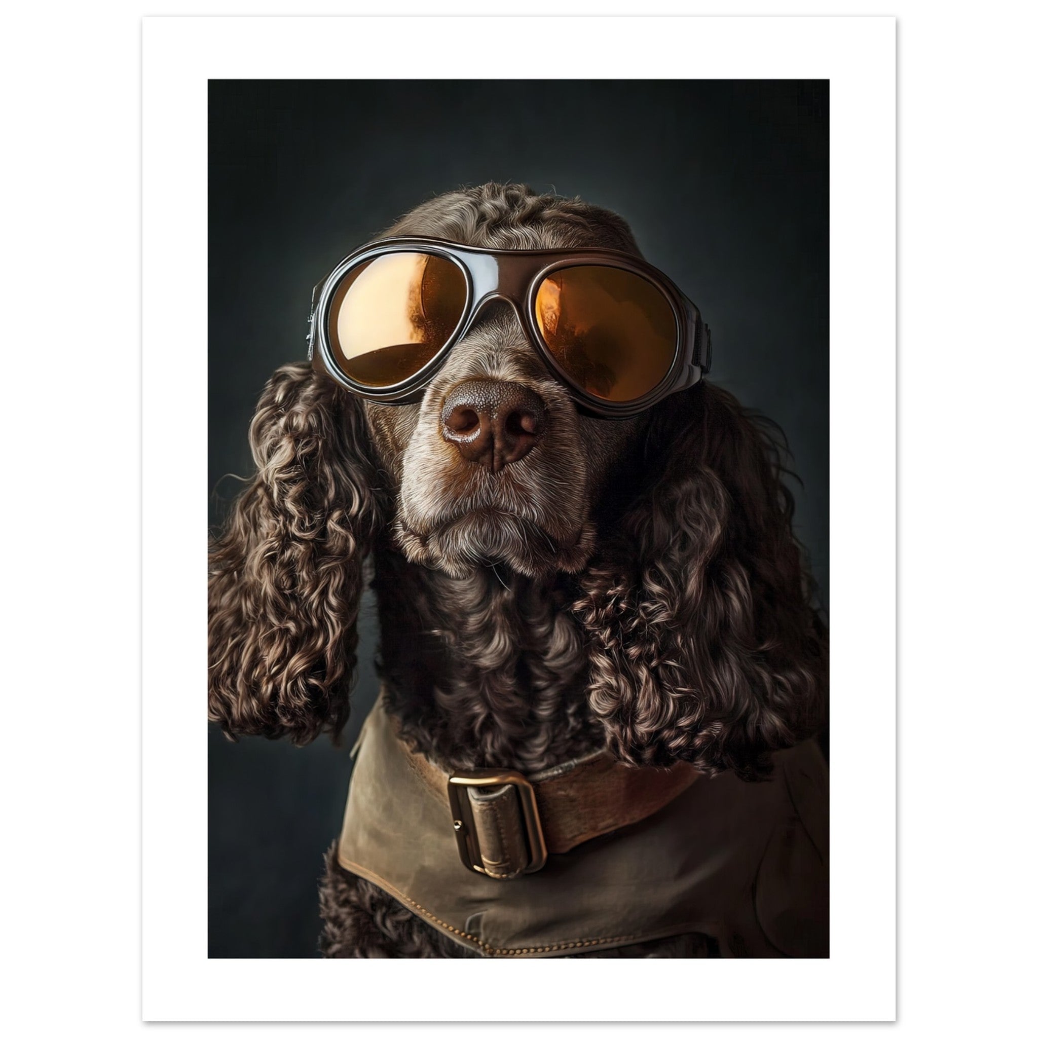 American Water Dog Wearing Pilot Sunglasses