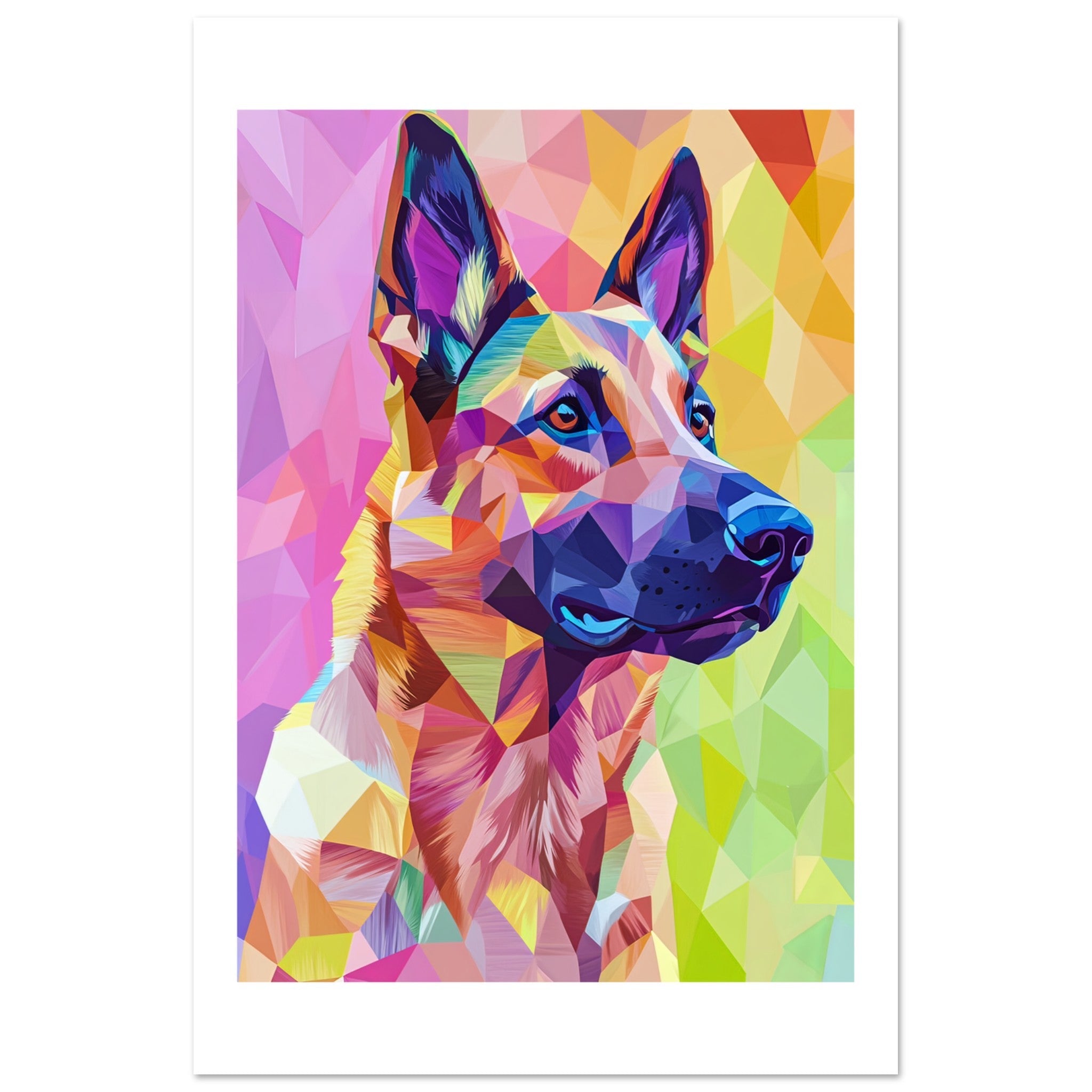Belgian Malinois Dog Illustrated with Colorful Triangles 1