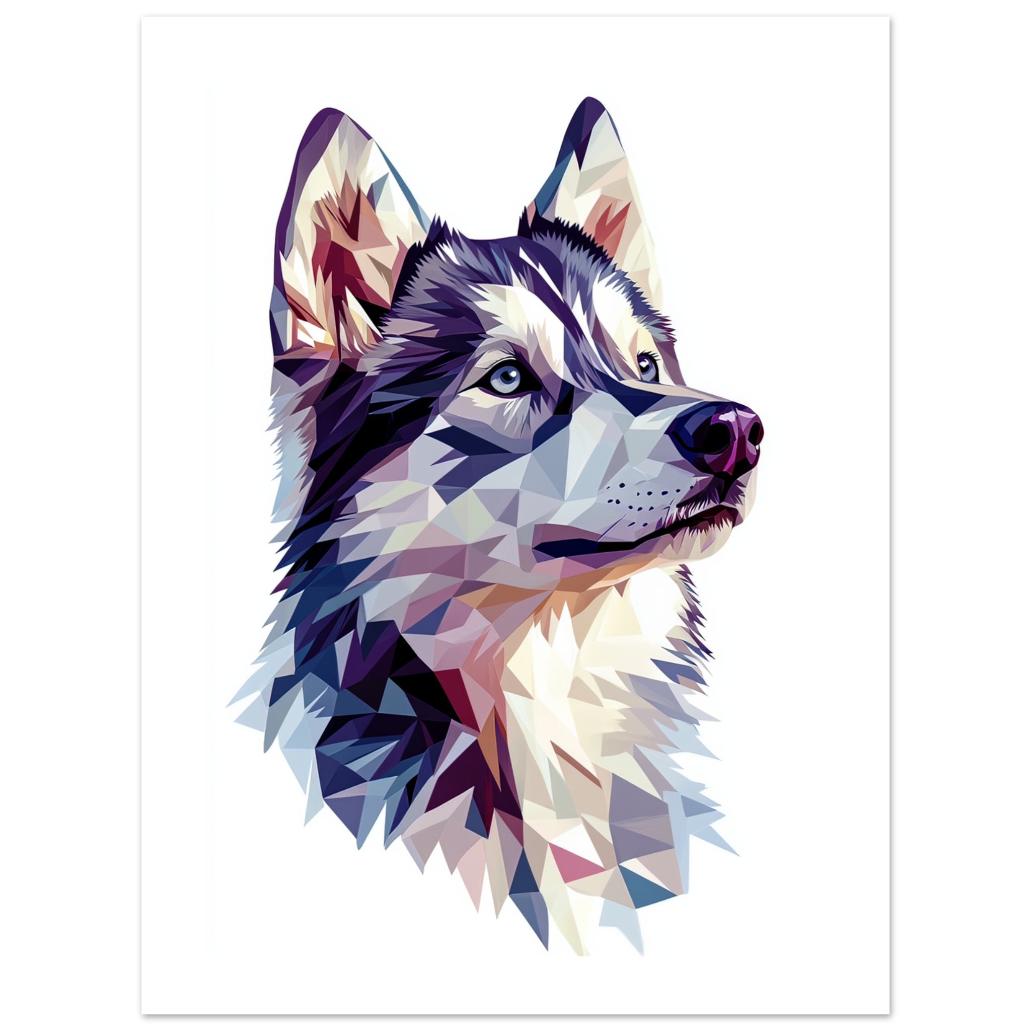Alaskan Malamute Dog Illustrated with Colorful Triangles 1