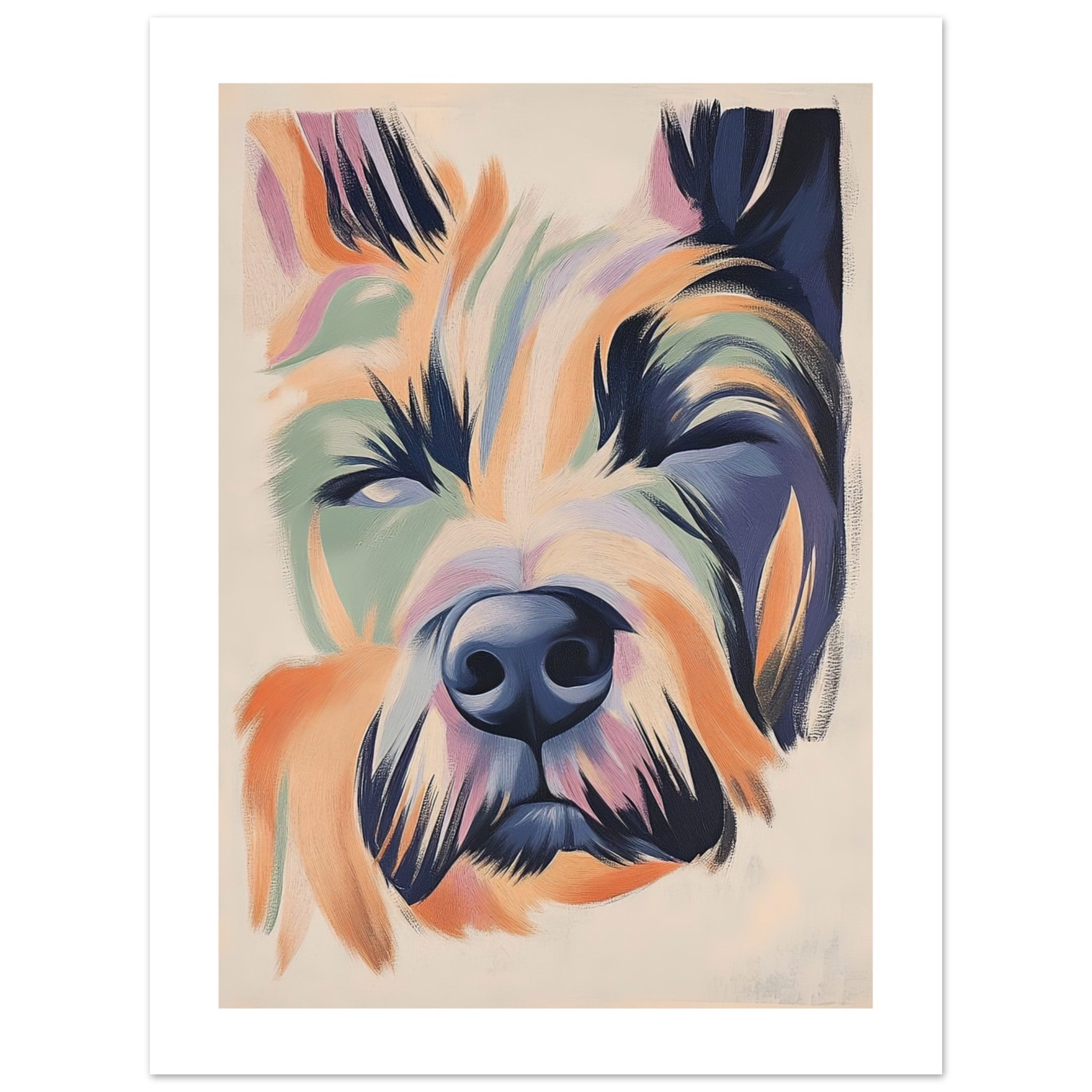 Briard Dog Relaxing Pastel Colored 1