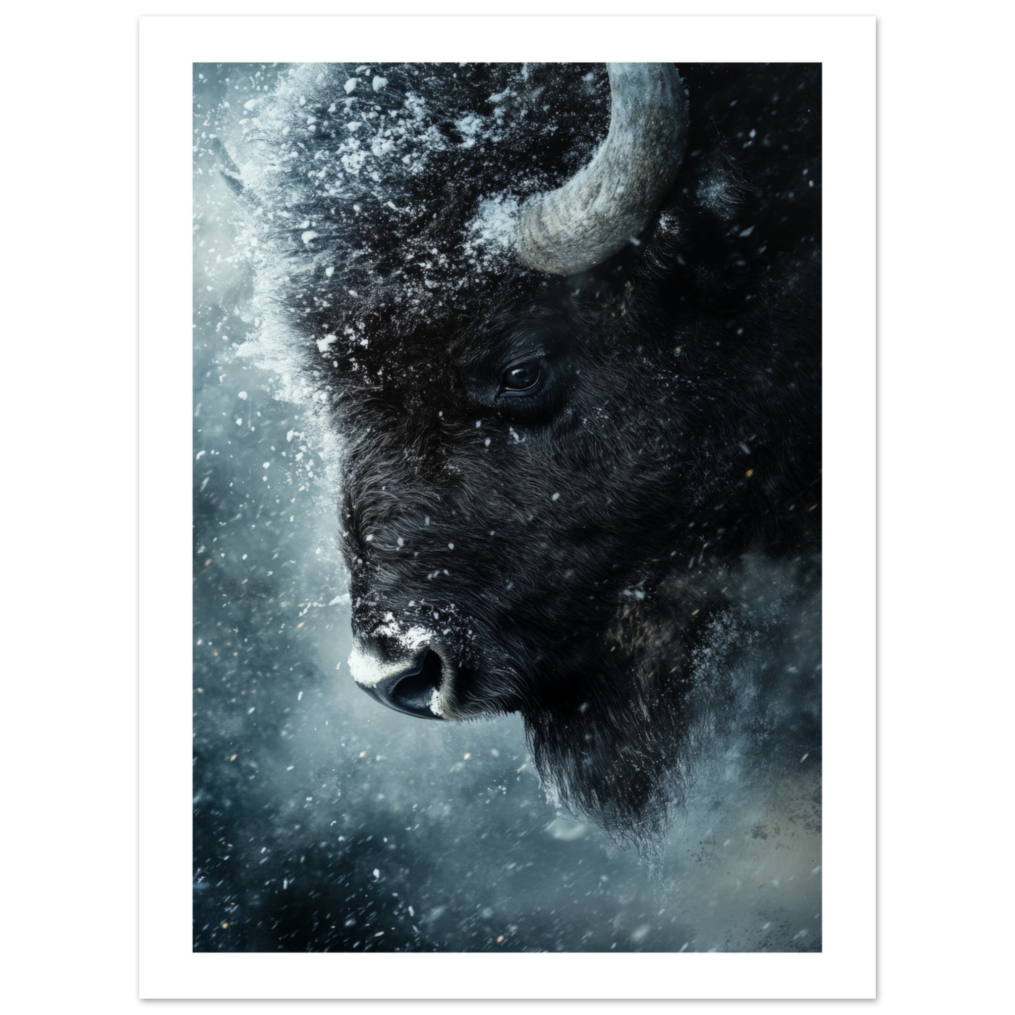 Bison portrait in a snowstorm 2