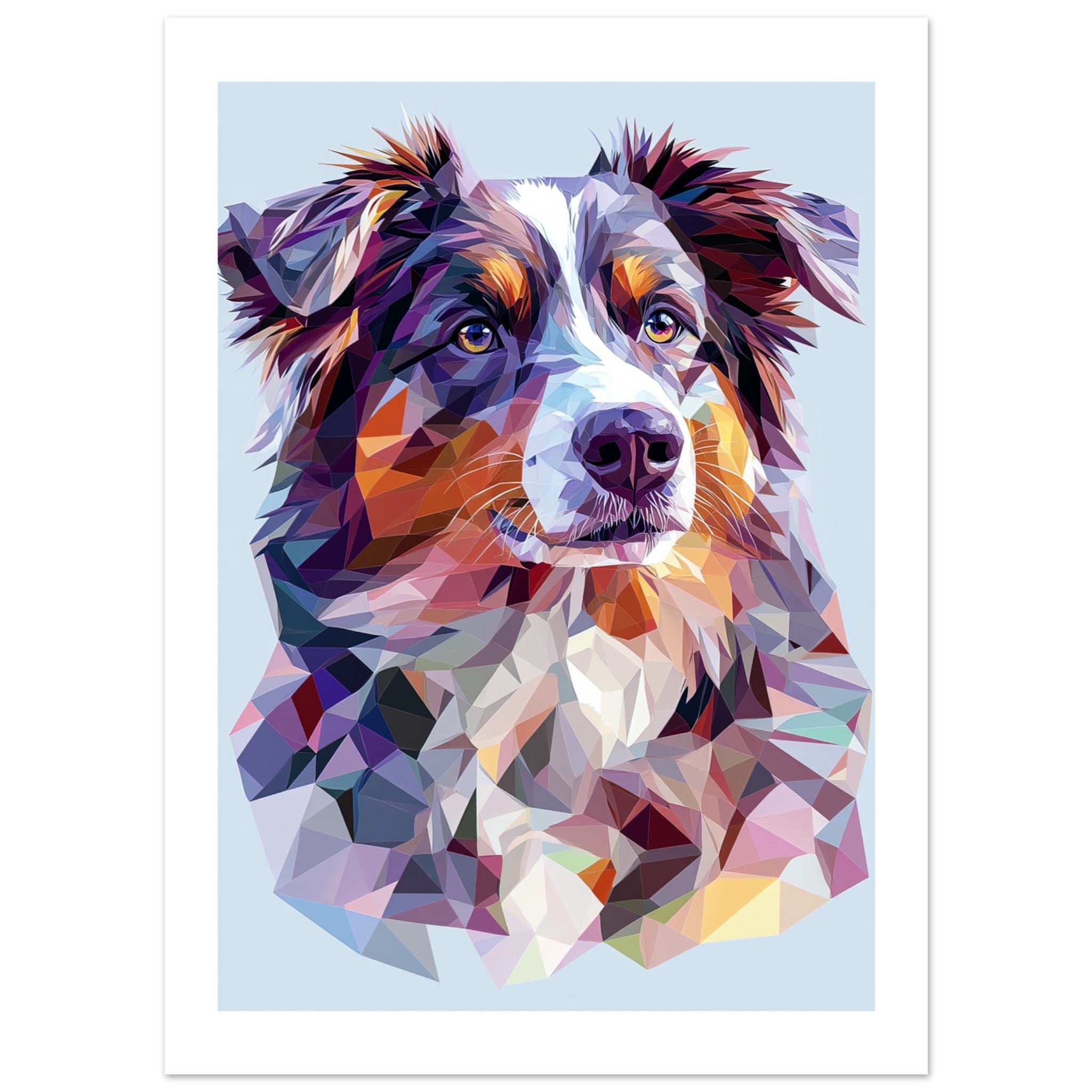 Australian Shepherd Dog Illustrated with Colorful Triangles 1