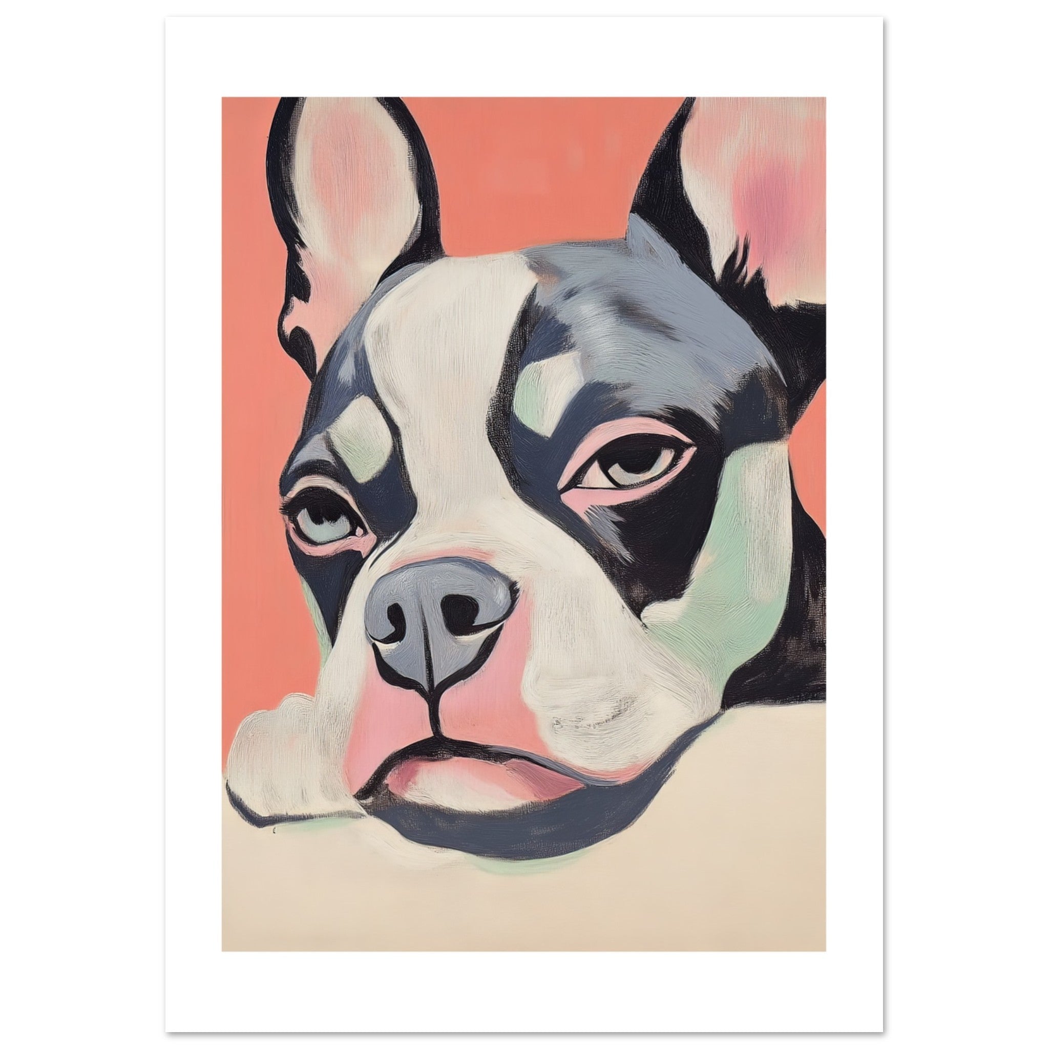 Boston Terrier Dog Relaxing Pastel Colored 1