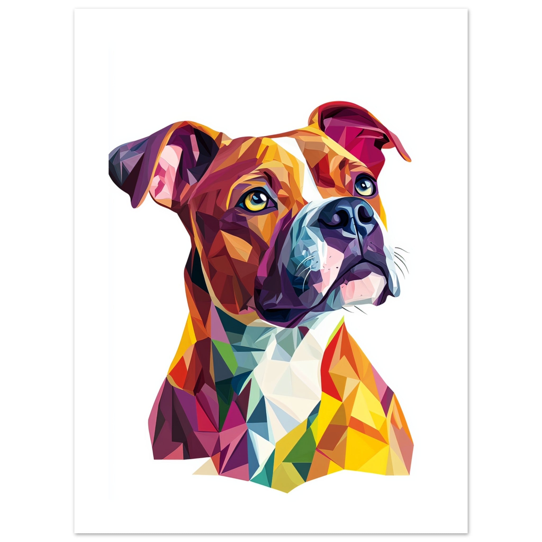 American Staffordshire Dog Illustrated with Colorful Triangles