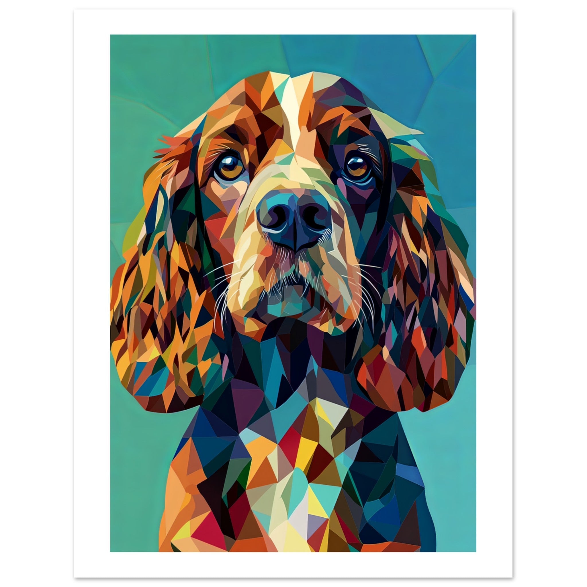 Boykin Spaniel Dog Illustrated with Colorful Triangles