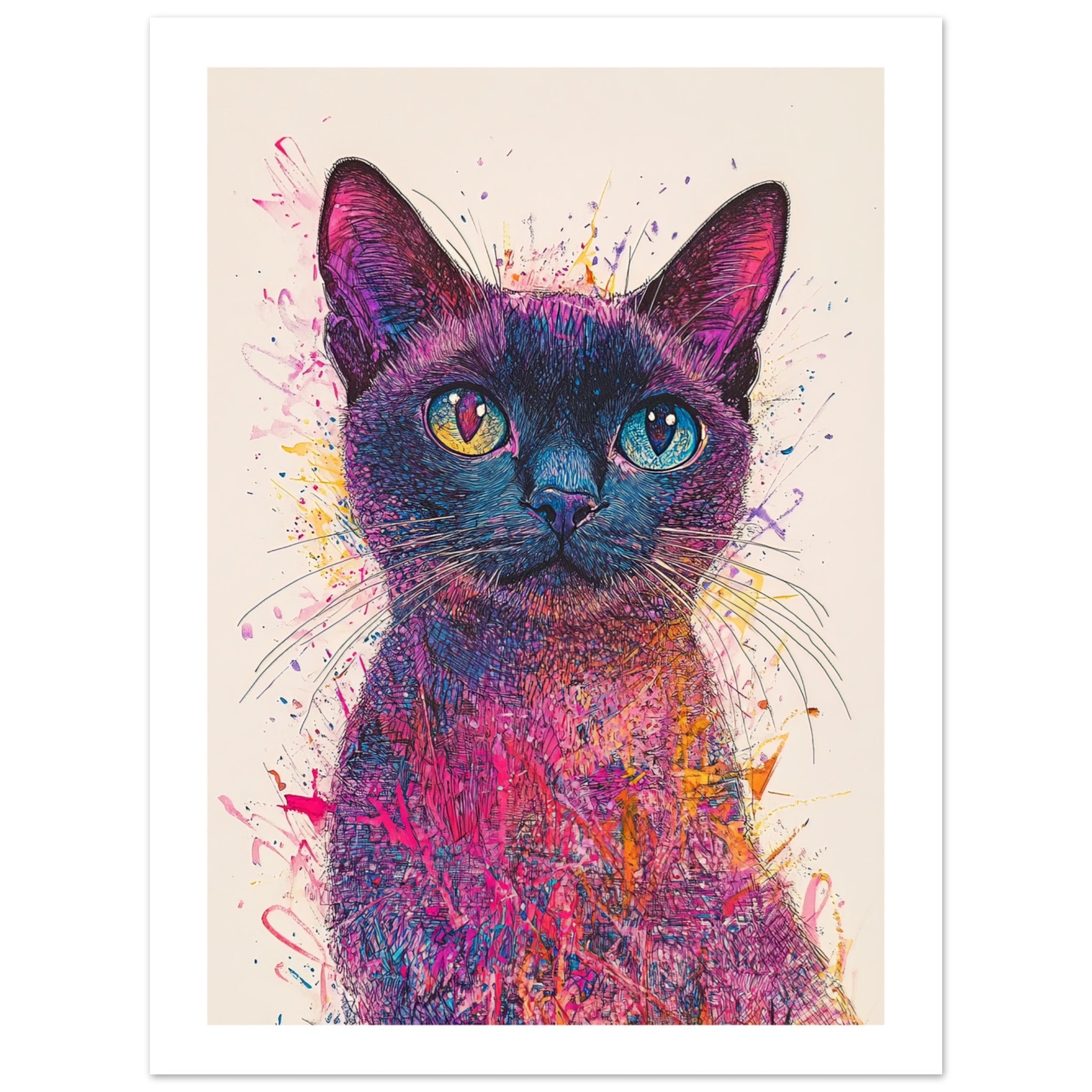 Burmese Cat Painted With Tone Pen