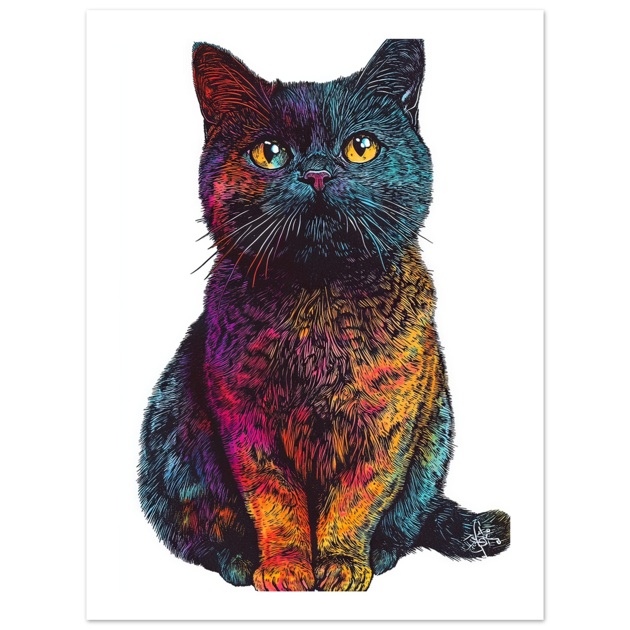 British Shorthair Cat Painted With Tone Pen 2