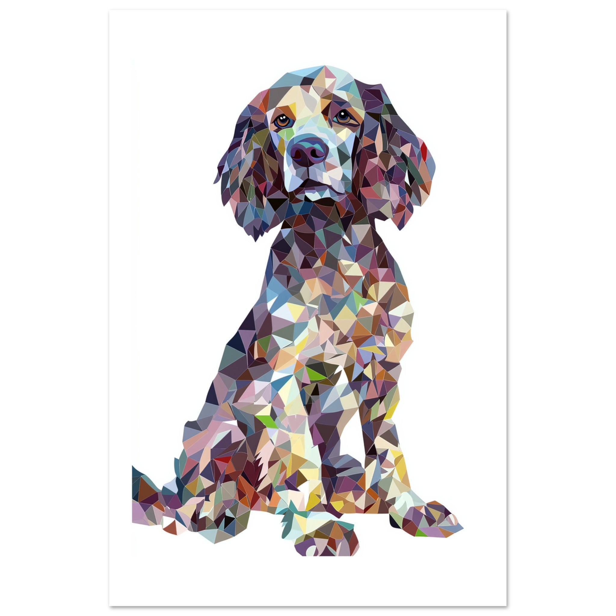 American Water Dog Illustrated with Colorful Triangles 2