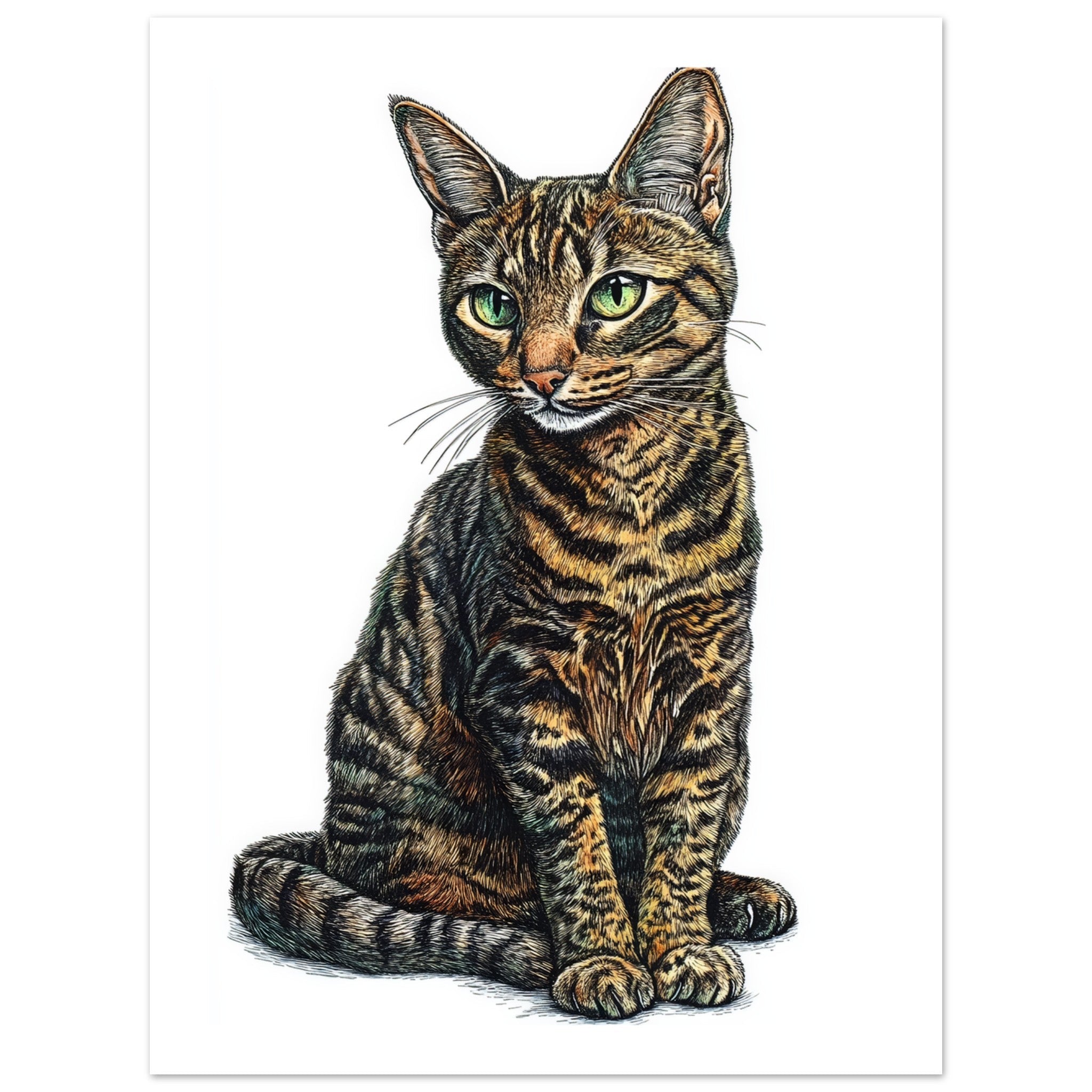 Bengal Cat Painted With Tone Pen