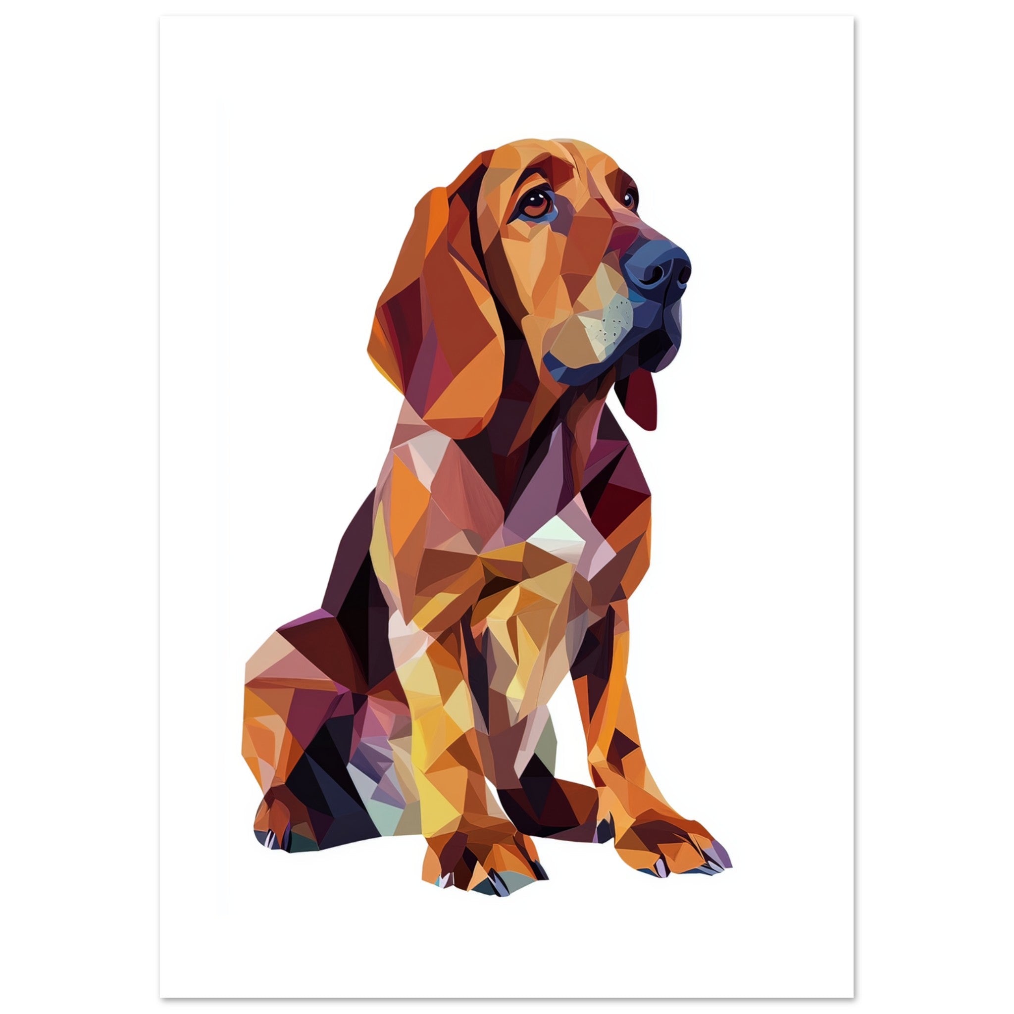 Bloodhound Dog Illustrated with Colorful Triangles 3