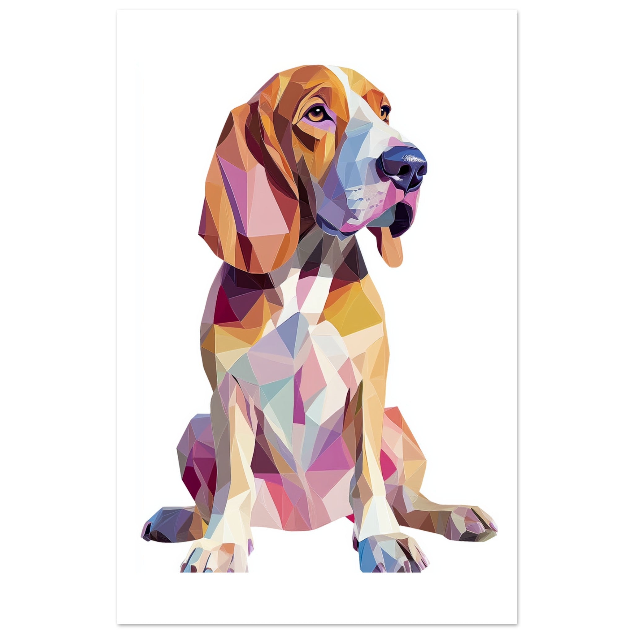 Bloodhound Dog Illustrated with Colorful Triangles