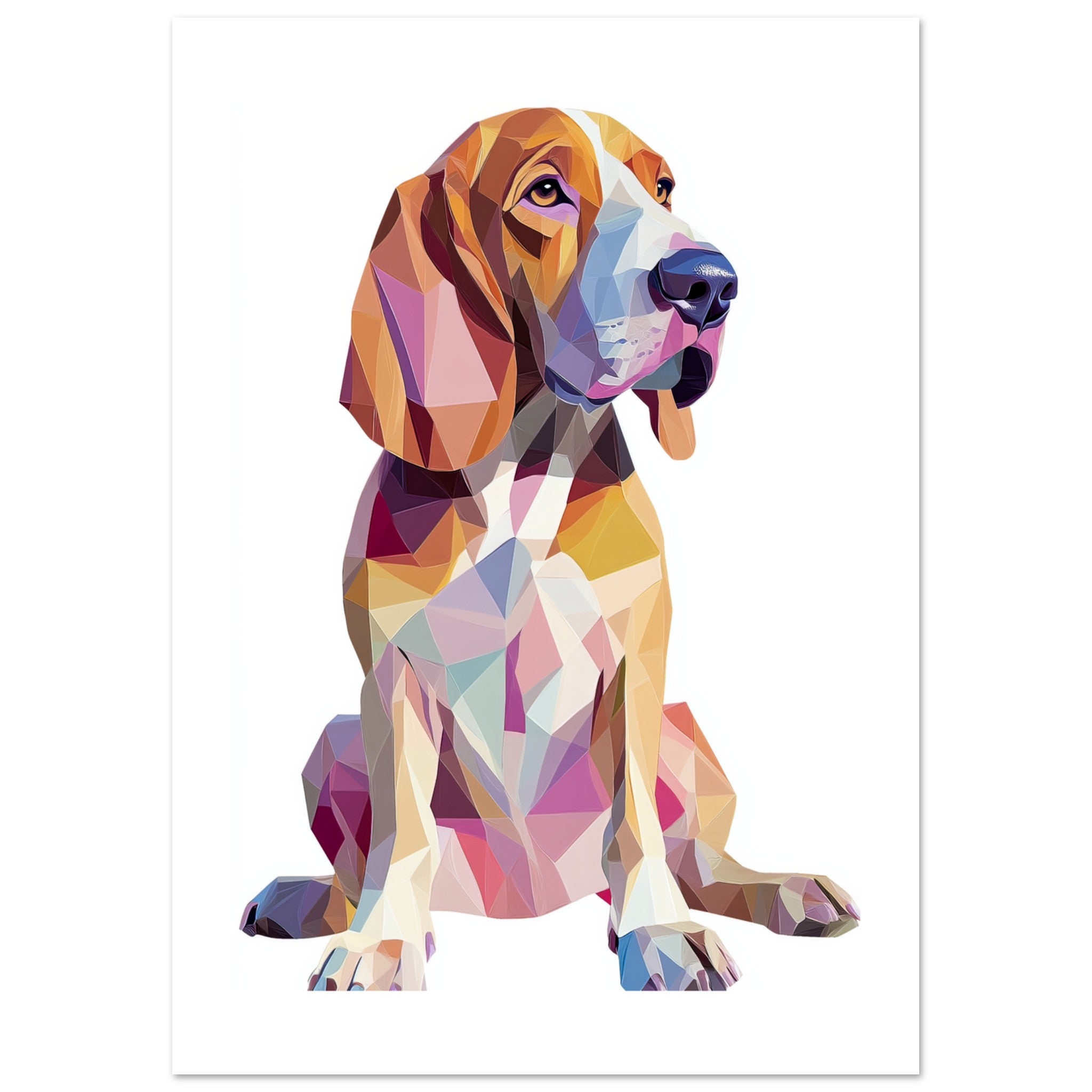 Bloodhound Dog Illustrated with Colorful Triangles