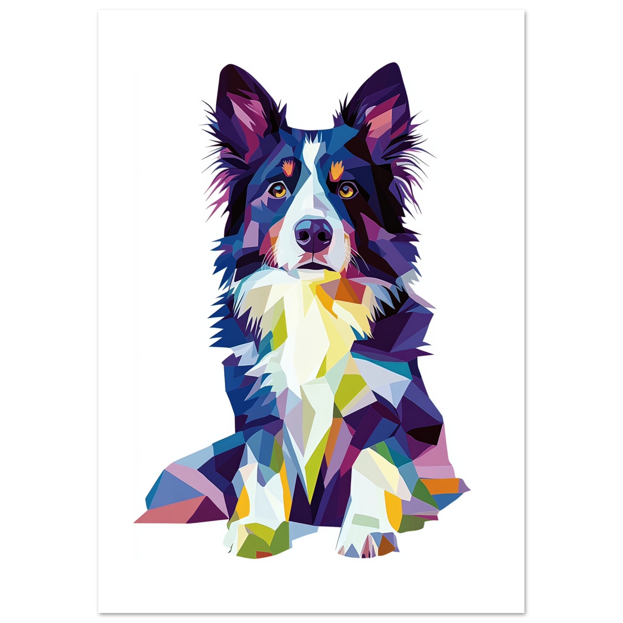Border Collie Dog Illustrated with Colorful Triangles 4