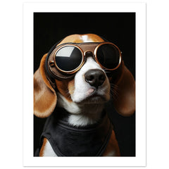 Beagle Dog Wearing Pilot Sunglasses