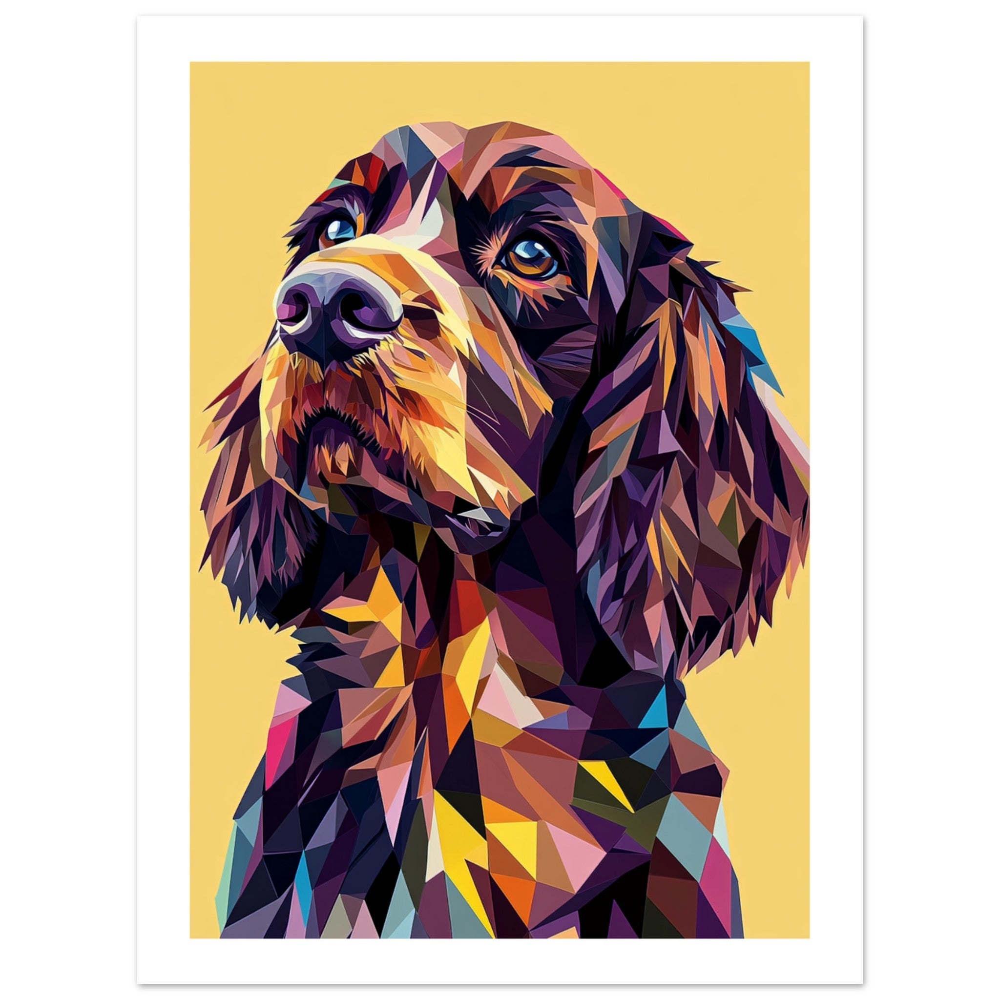 Boykin Spaniel Dog Illustrated with Colorful Triangles 3