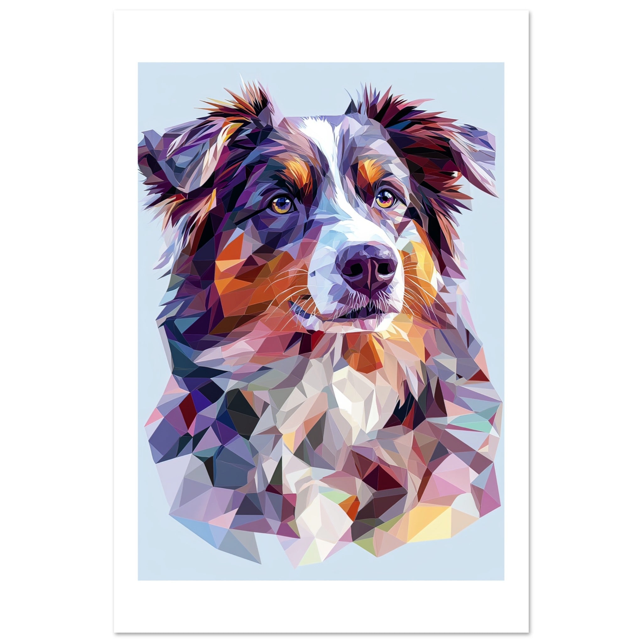 Australian Shepherd Dog Illustrated with Colorful Triangles 1