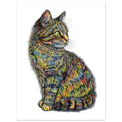 American Bobtail Cat Painted With Tone Pen 2