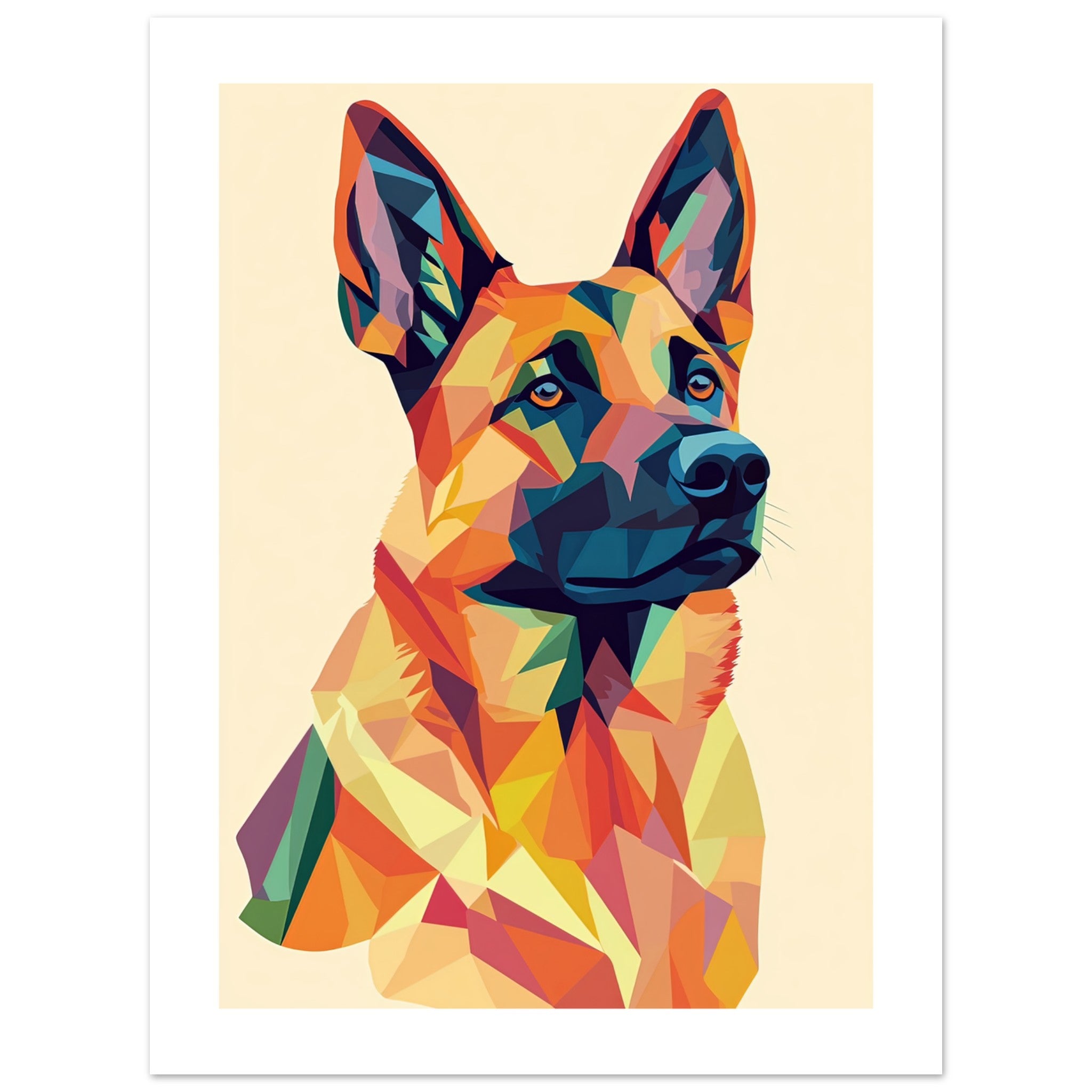 Belgian Malinois Dog Illustrated with Colorful Triangles