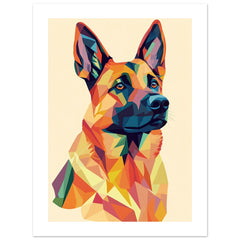 Belgian Malinois Dog Illustrated with Colorful Triangles