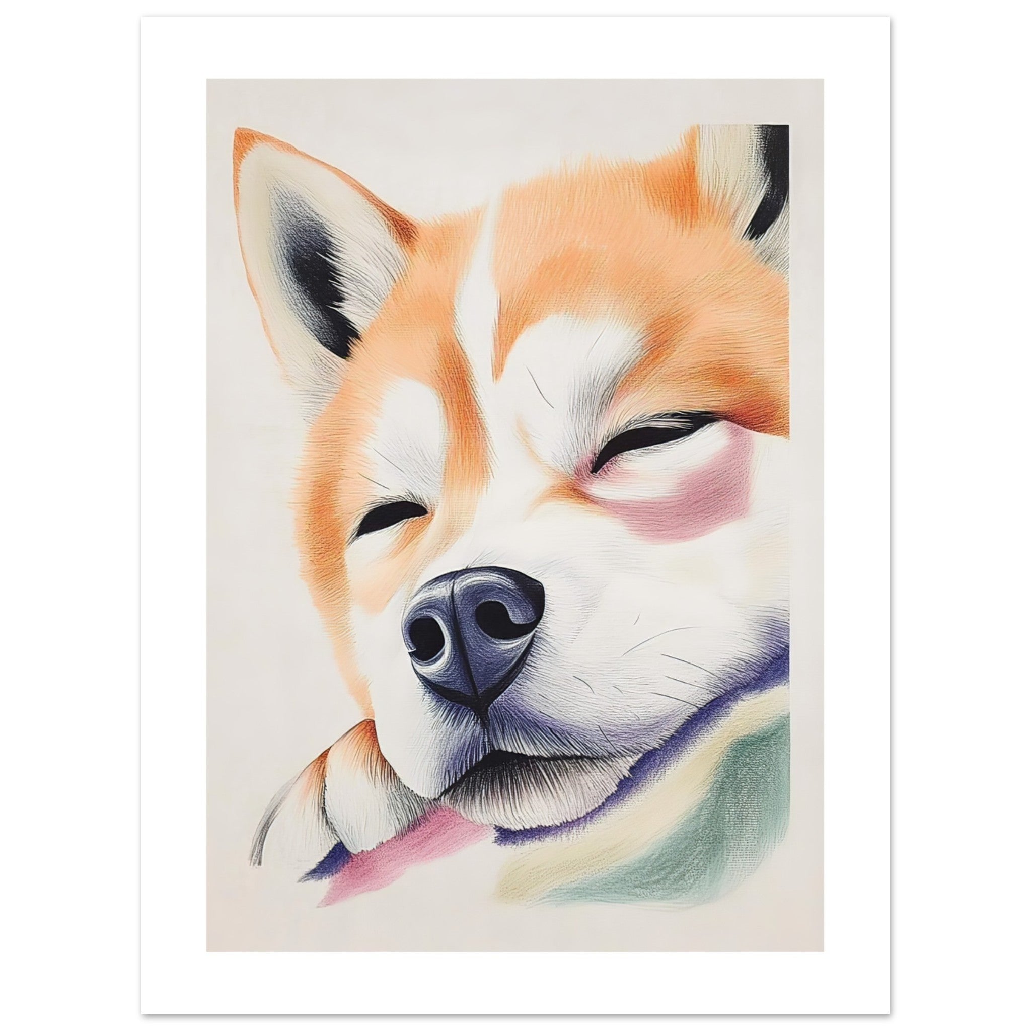 Akita Dog Relaxing Pastel Colored 2
