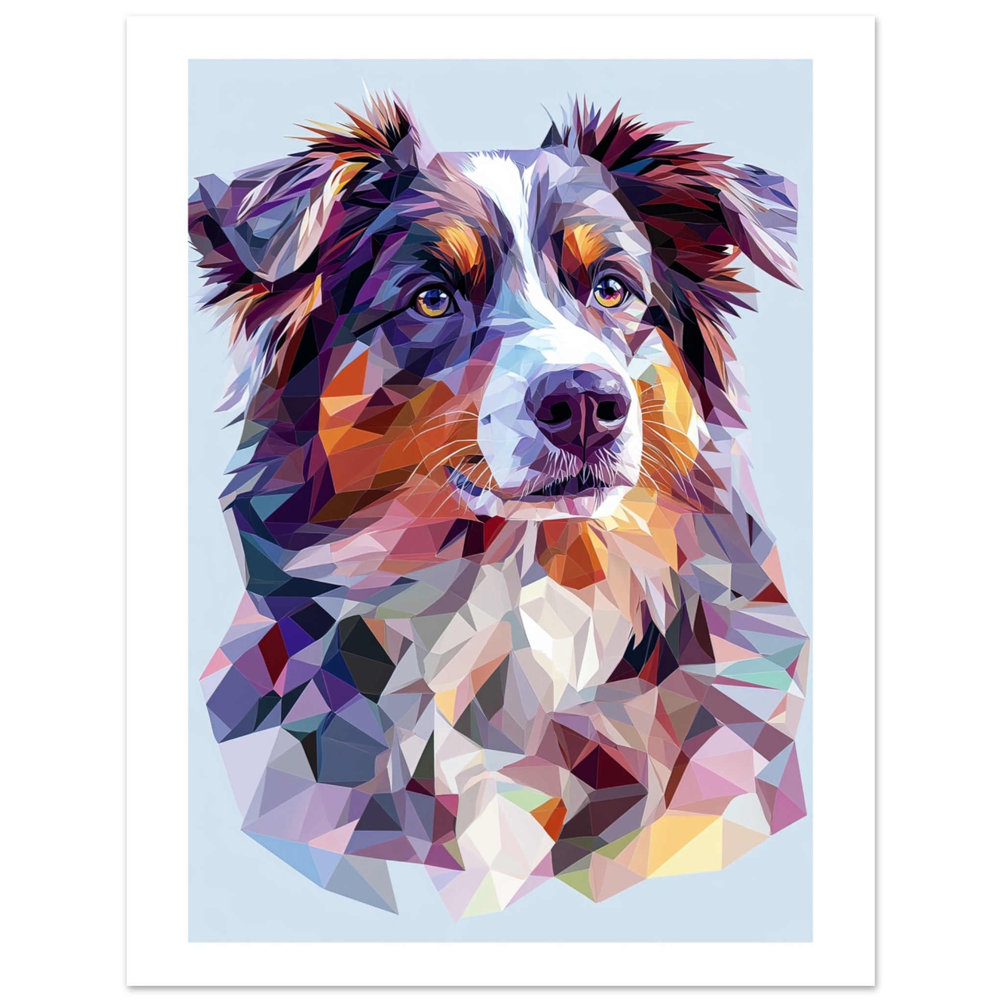 Australian Shepherd Dog Illustrated with Colorful Triangles 1