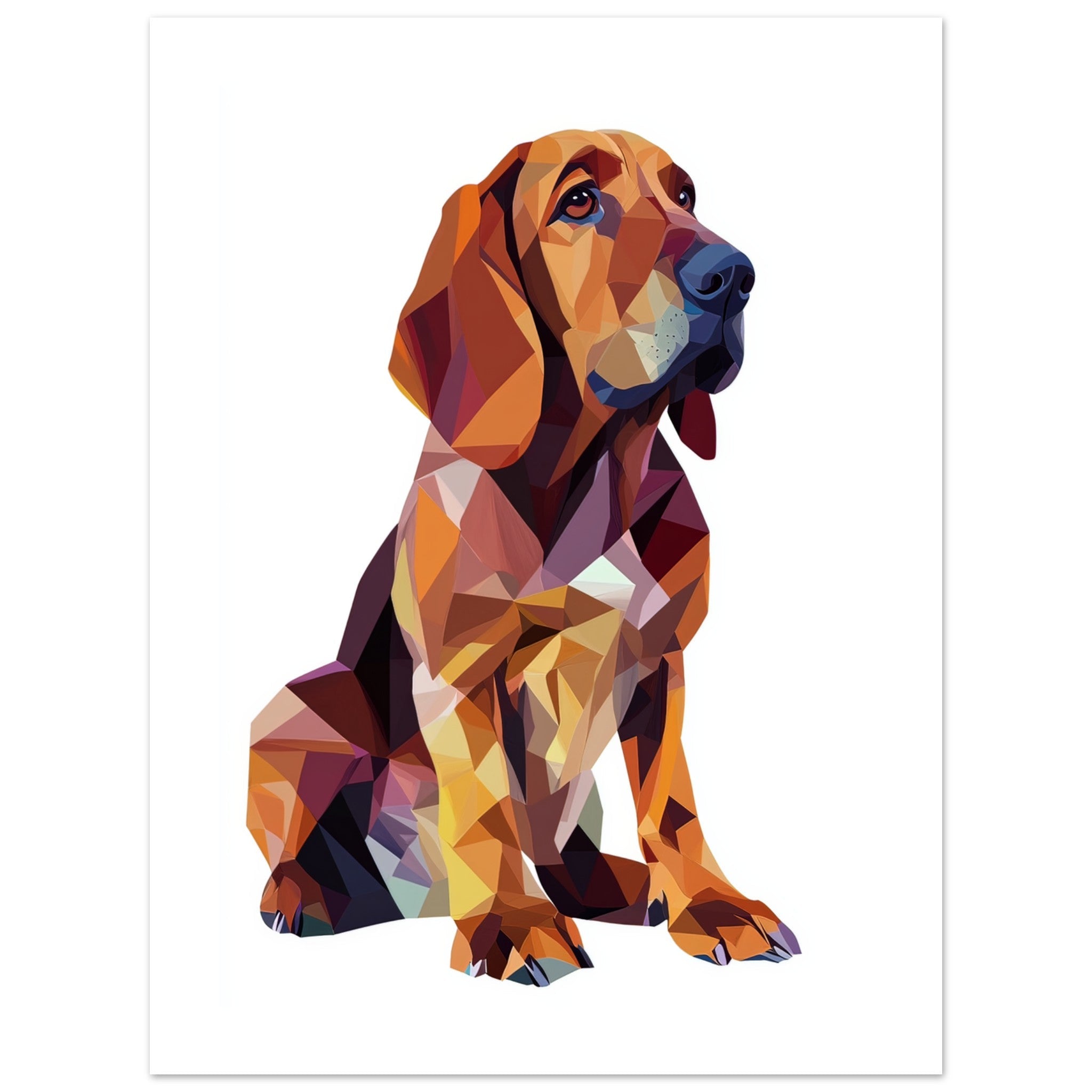 Bloodhound Dog Illustrated with Colorful Triangles 3
