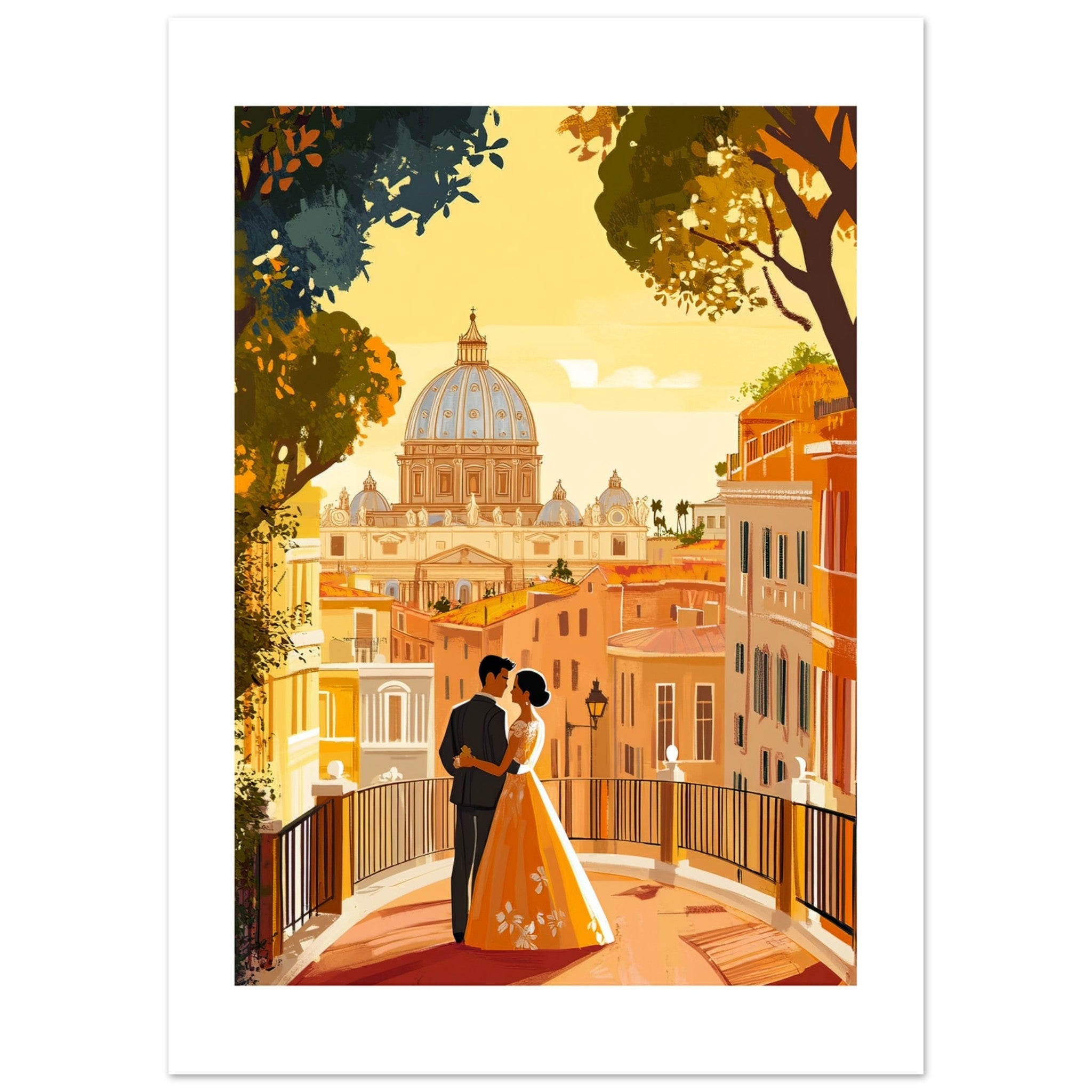 An asian wedding couple infront of Rome 1